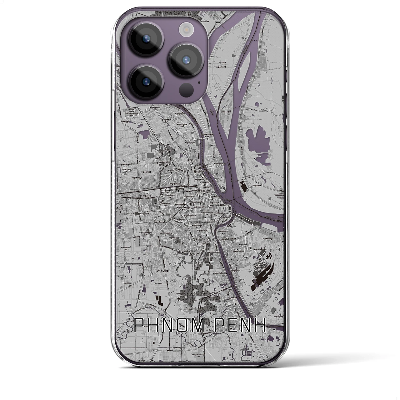 【プノンペン(カンボジア)】地図柄iPhoneケース(クリアタイプ)