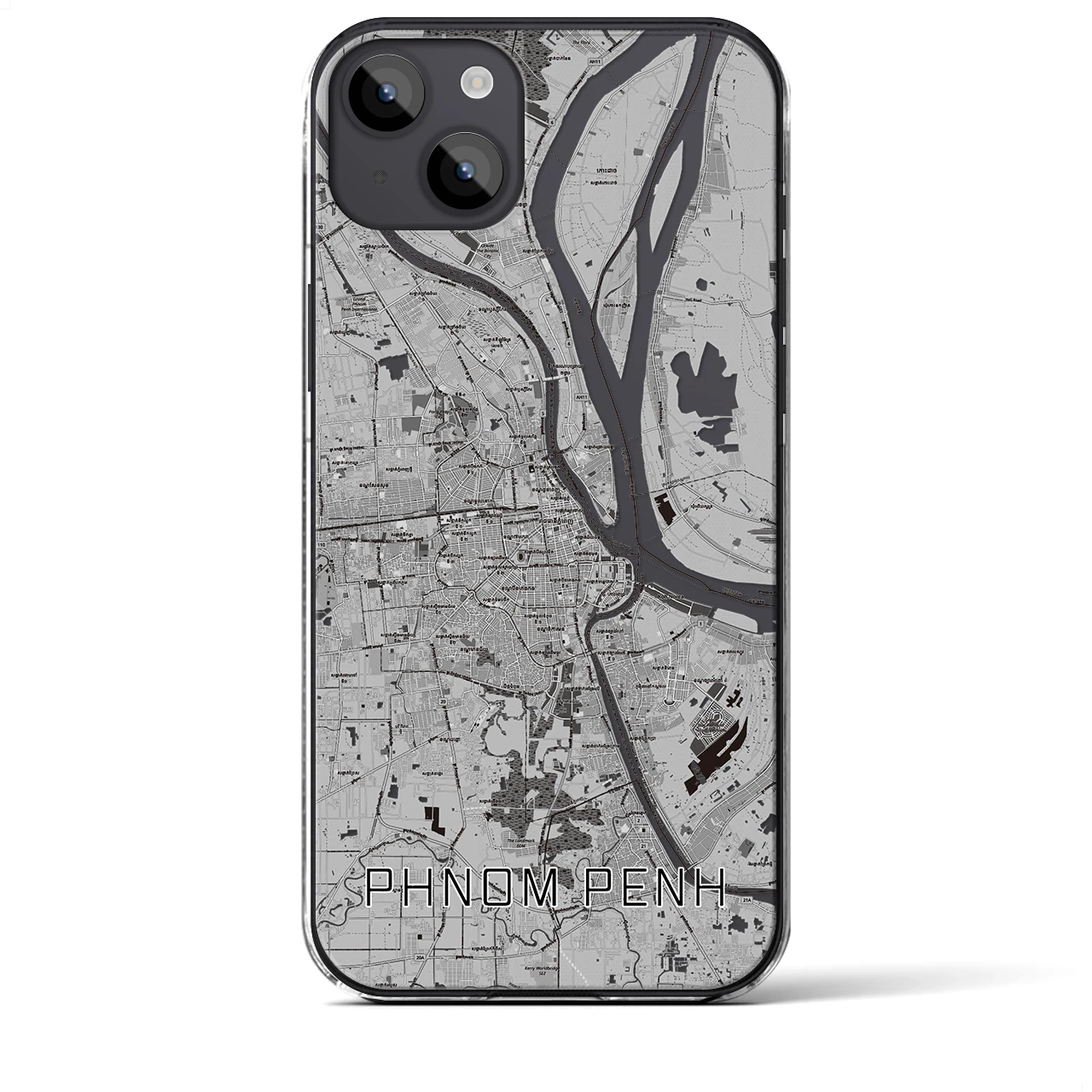 【プノンペン(カンボジア)】地図柄iPhoneケース(クリアタイプ)