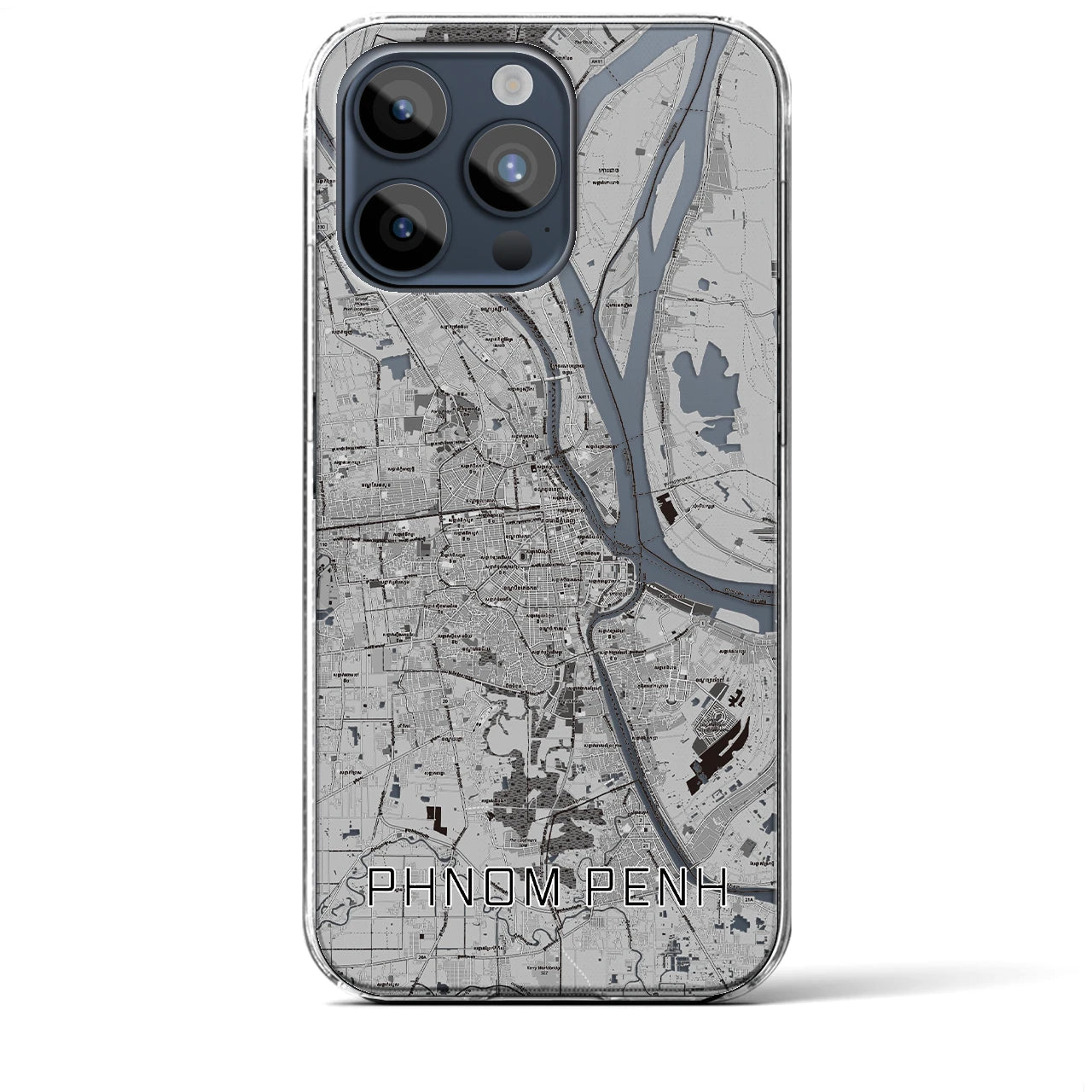 【プノンペン(カンボジア)】地図柄iPhoneケース(クリアタイプ)