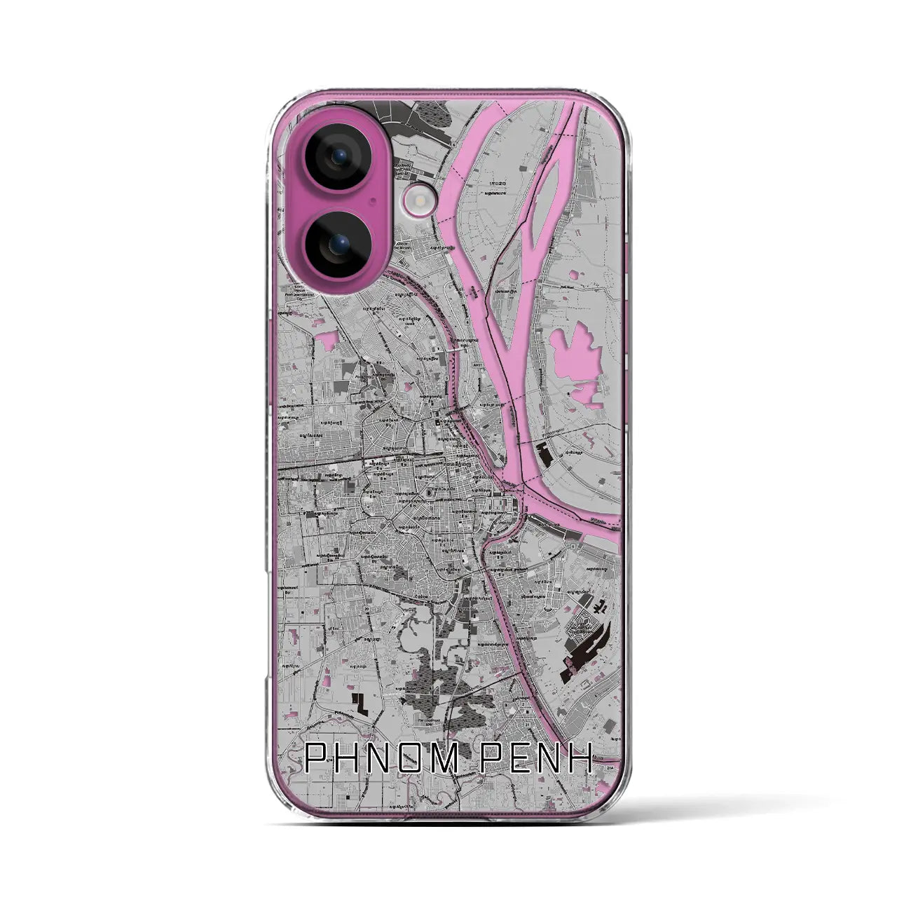 【プノンペン(カンボジア)】地図柄iPhoneケース(クリアタイプ)