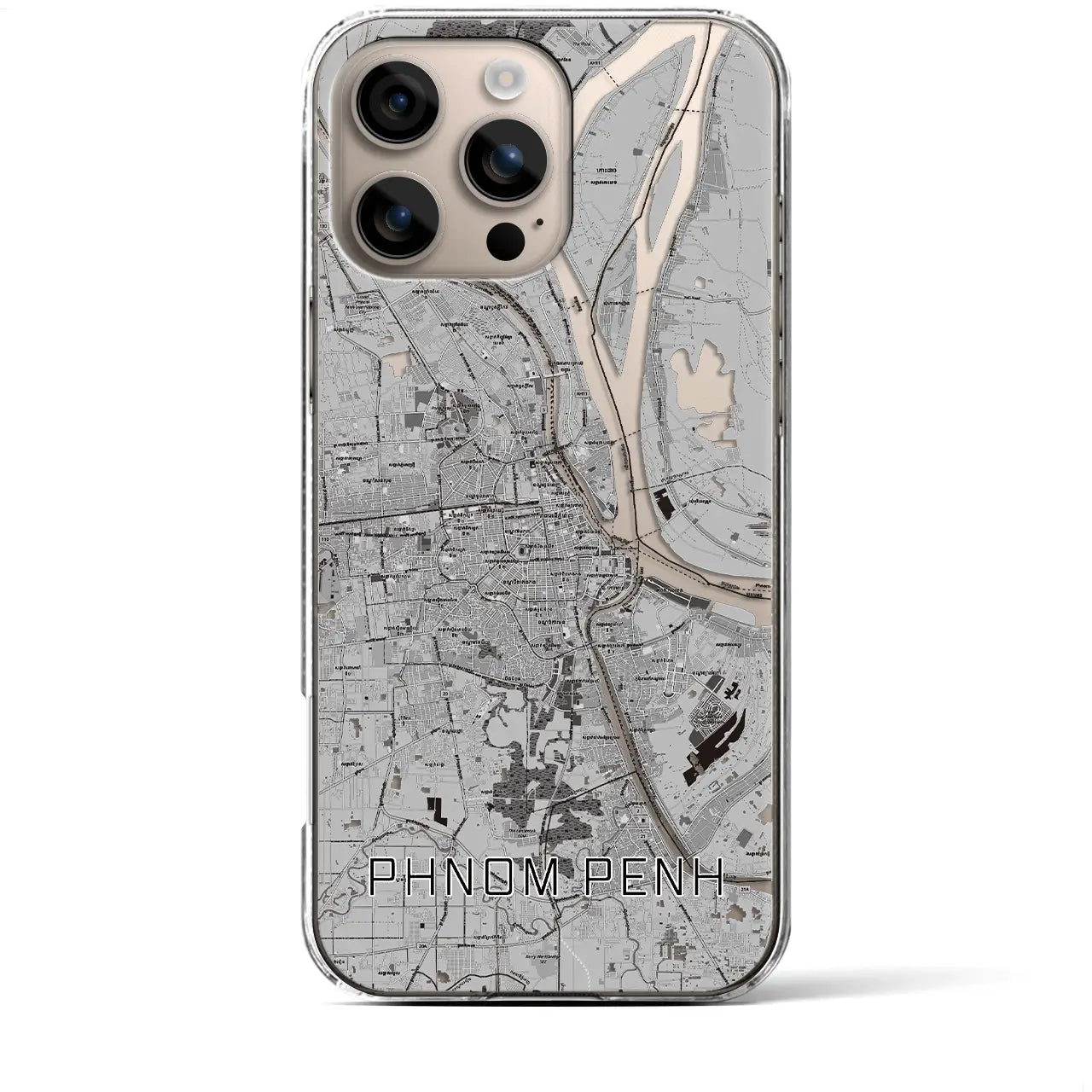 【プノンペン(カンボジア)】地図柄iPhoneケース(クリアタイプ)