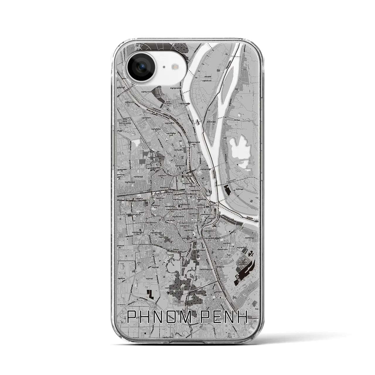 【プノンペン(カンボジア)】地図柄iPhoneケース(クリアタイプ)