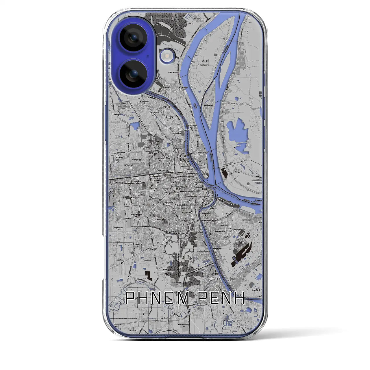 【プノンペン(カンボジア)】地図柄iPhoneケース(クリアタイプ)
