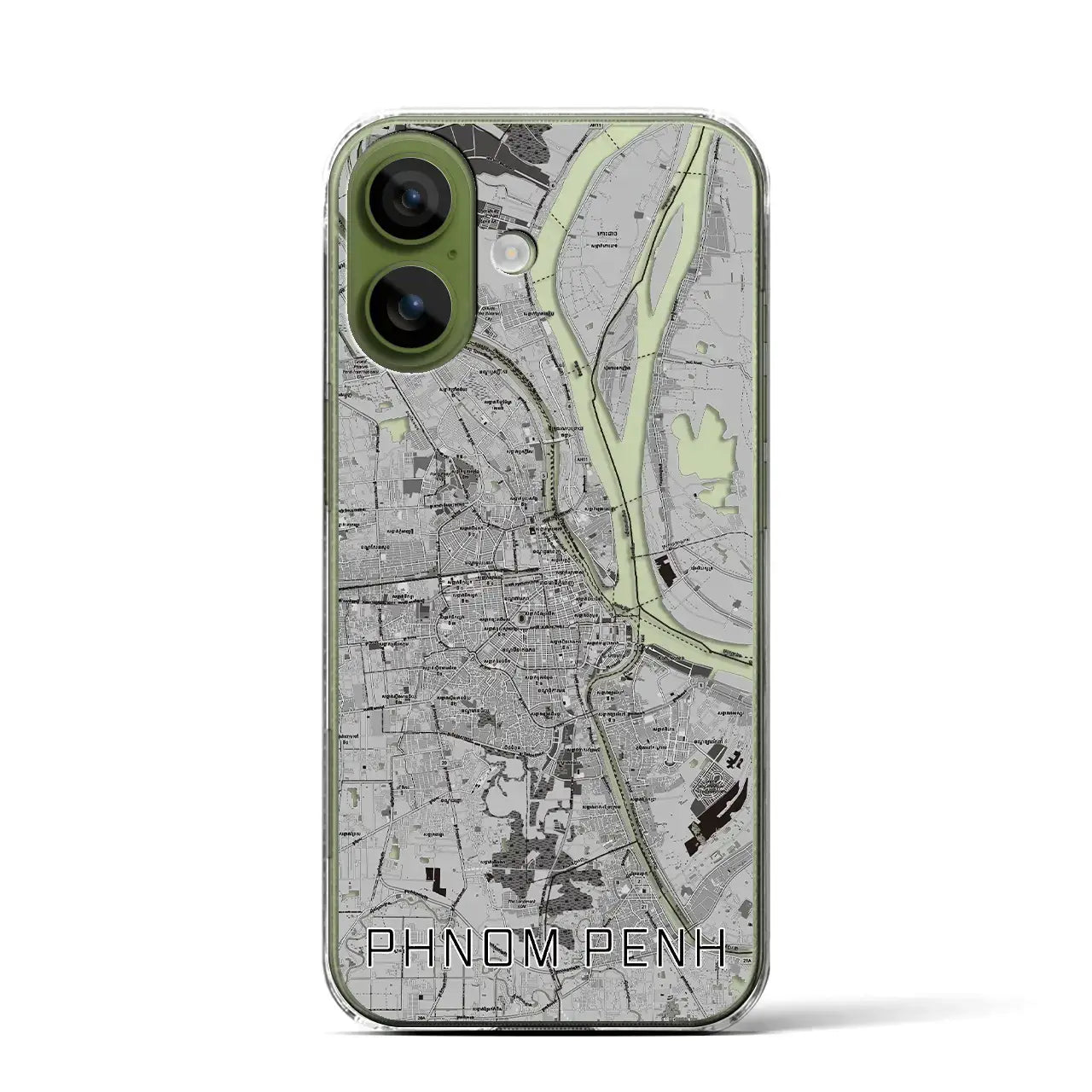 【プノンペン(カンボジア)】地図柄iPhoneケース(クリアタイプ)