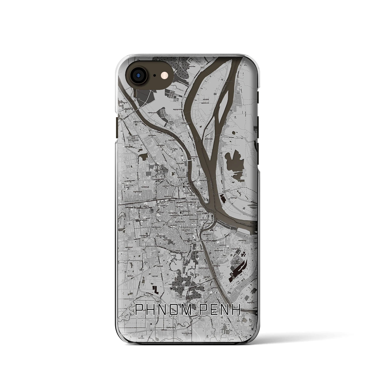 【プノンペン(カンボジア)】地図柄iPhoneケース(クリアタイプ)