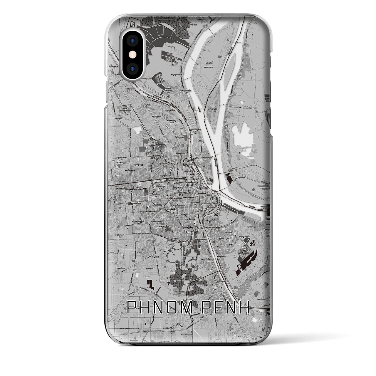 【プノンペン(カンボジア)】地図柄iPhoneケース(クリアタイプ)