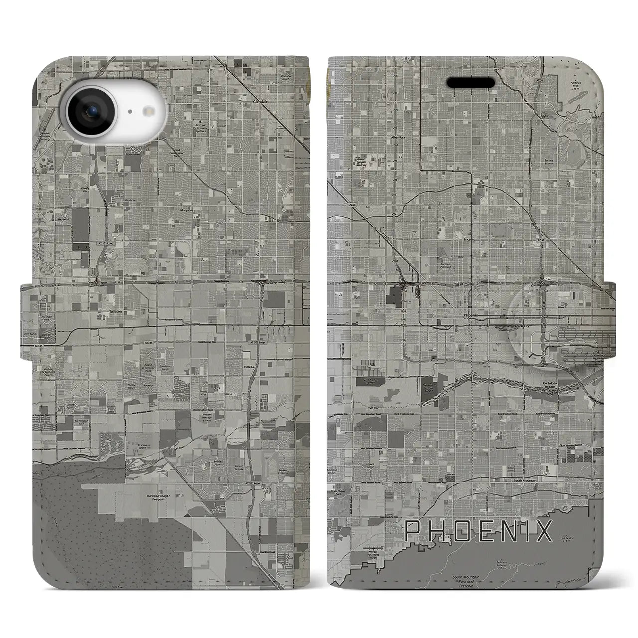 【フェニックス(アメリカ)】地図柄iPhoneケース(手帳タイプ)