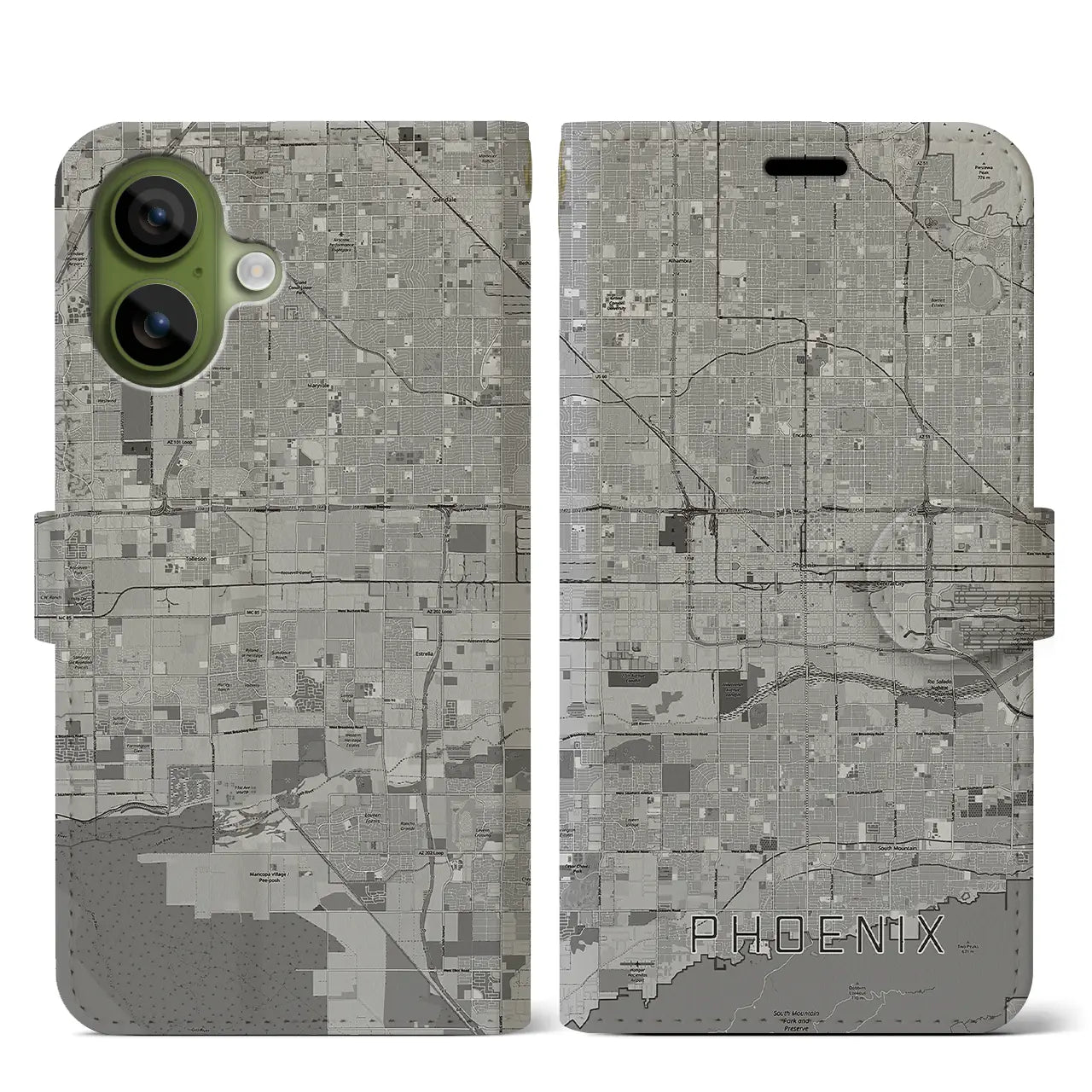 【フェニックス(アメリカ)】地図柄iPhoneケース(手帳タイプ)