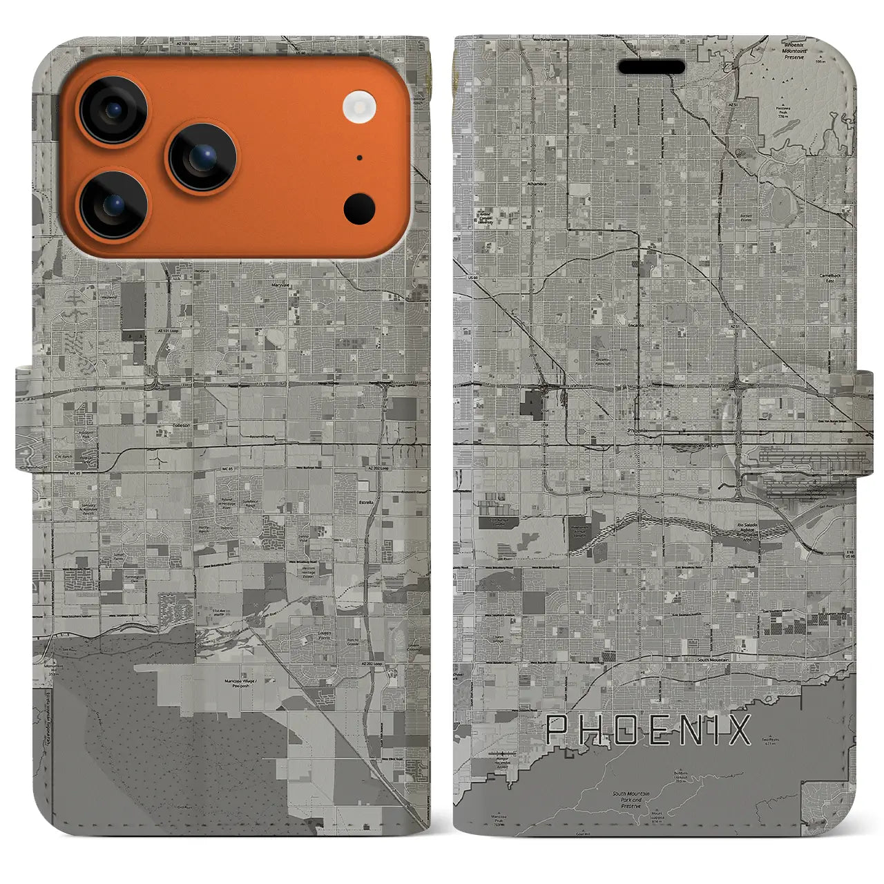 【フェニックス(アメリカ)】地図柄iPhoneケース(手帳タイプ)