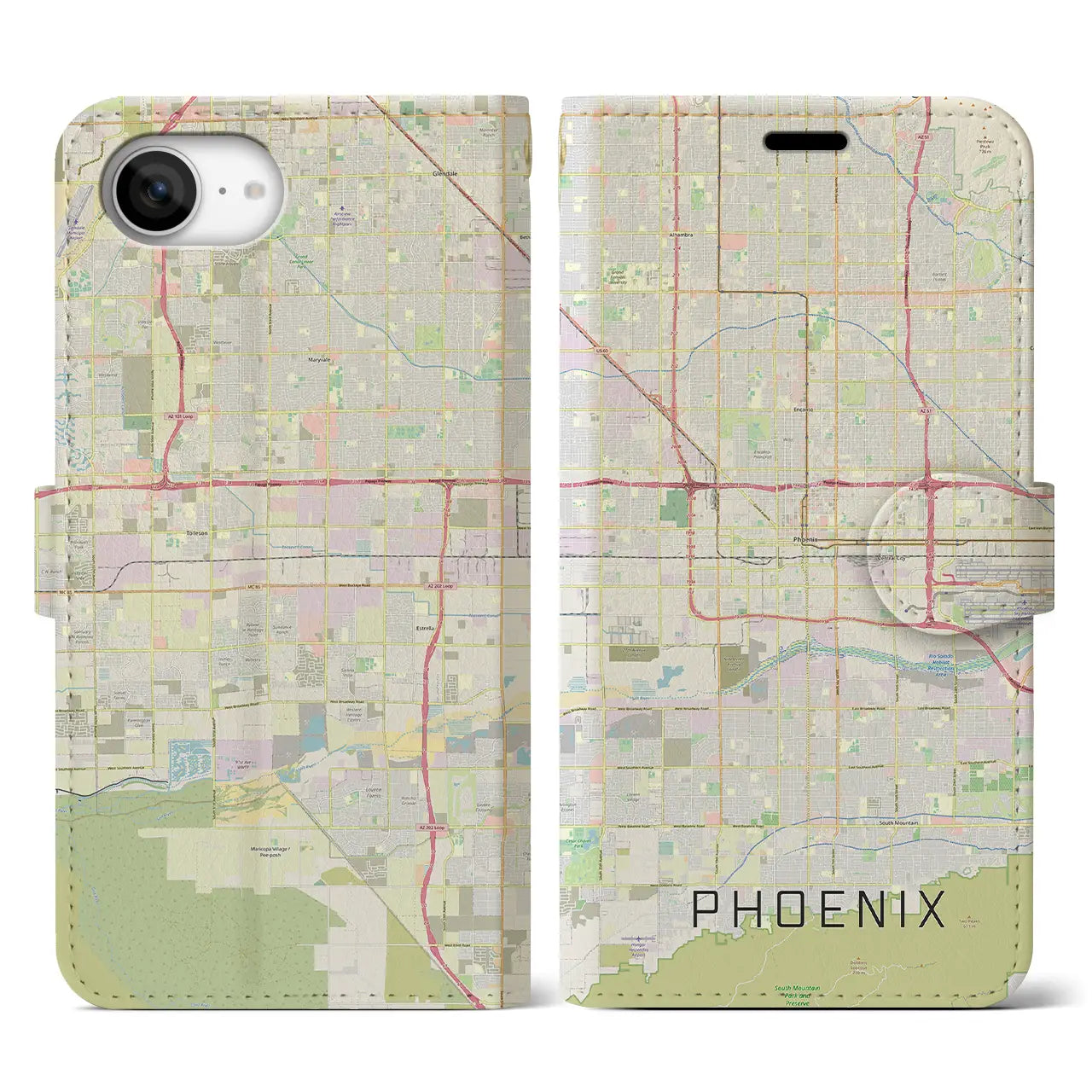 【フェニックス(アメリカ)】地図柄iPhoneケース(手帳タイプ)