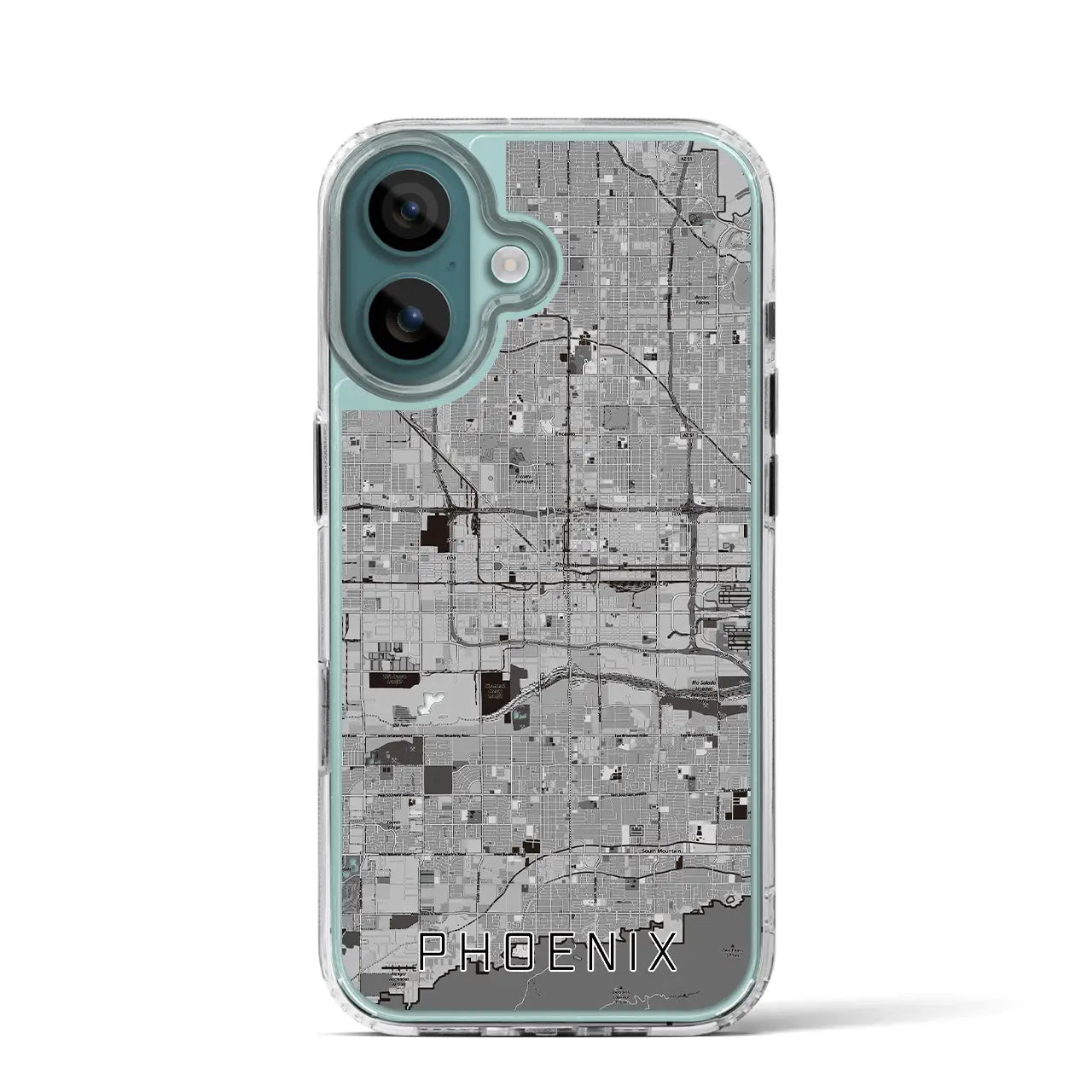 【フェニックス(アメリカ)】地図柄iPhoneケース(MagSafeタイプ)モノトーン・iPhone 16 Pro 用