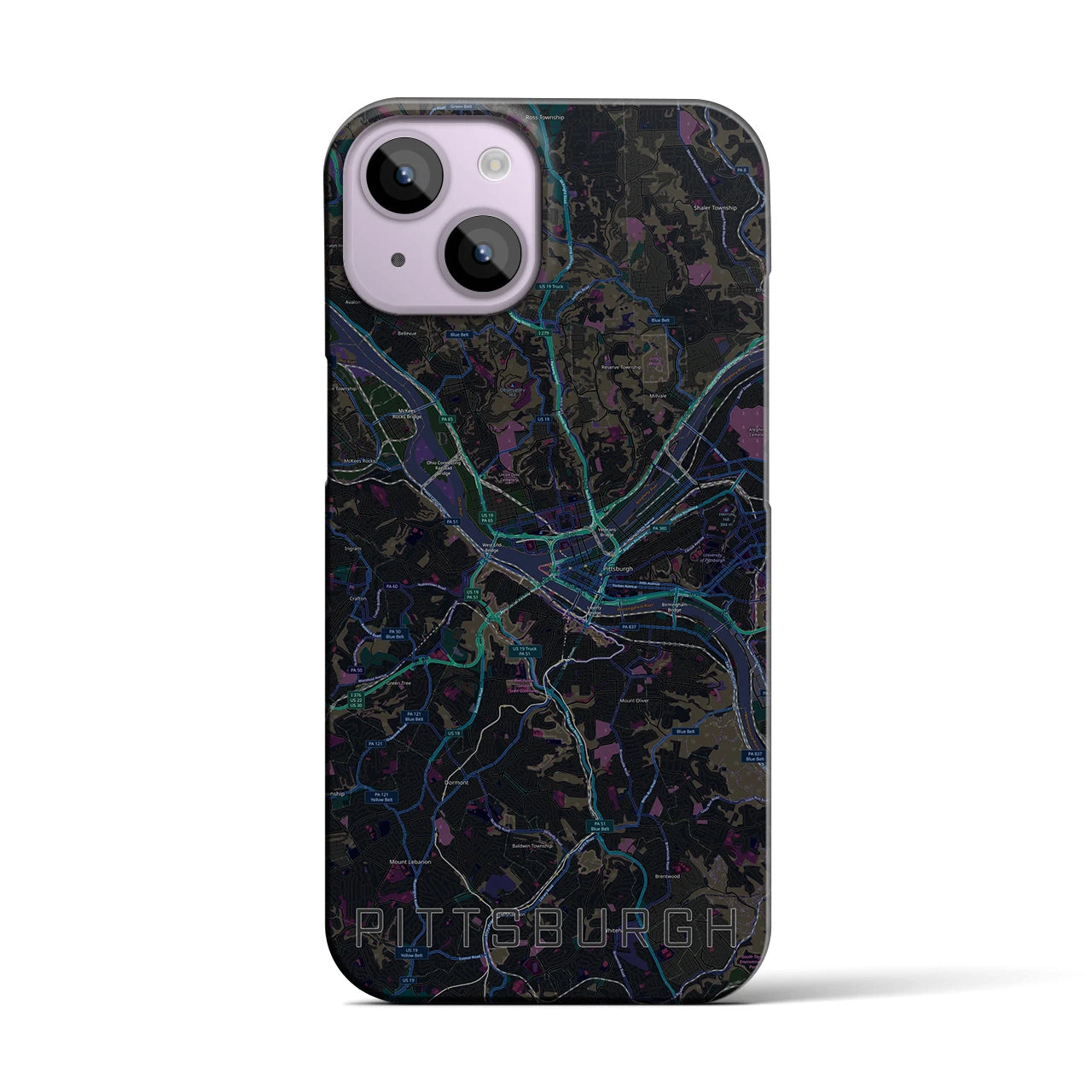 【ピッツバーグ(アメリカ)】地図柄iPhoneケース(バックカバータイプ)