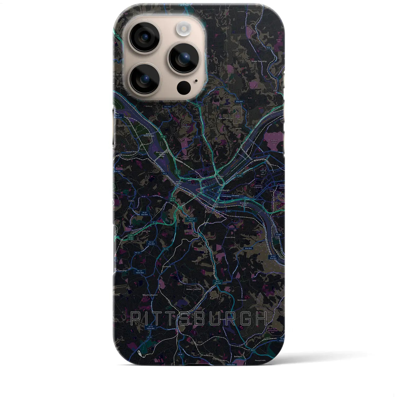 【ピッツバーグ(アメリカ)】地図柄iPhoneケース(バックカバータイプ)