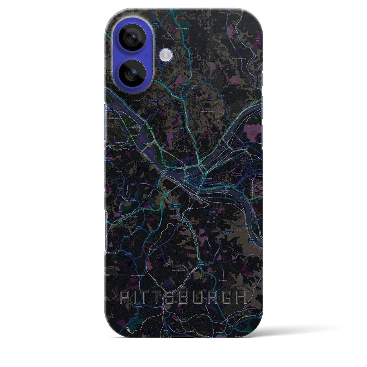 【ピッツバーグ(アメリカ)】地図柄iPhoneケース(バックカバータイプ)