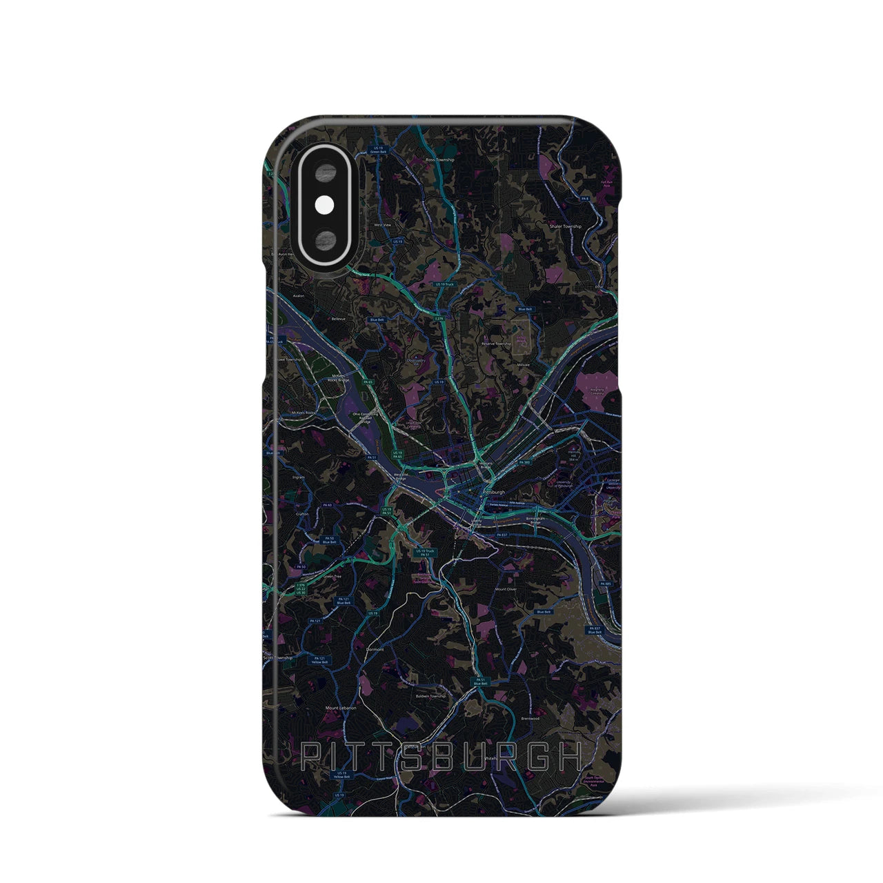 【ピッツバーグ(アメリカ)】地図柄iPhoneケース(バックカバータイプ)