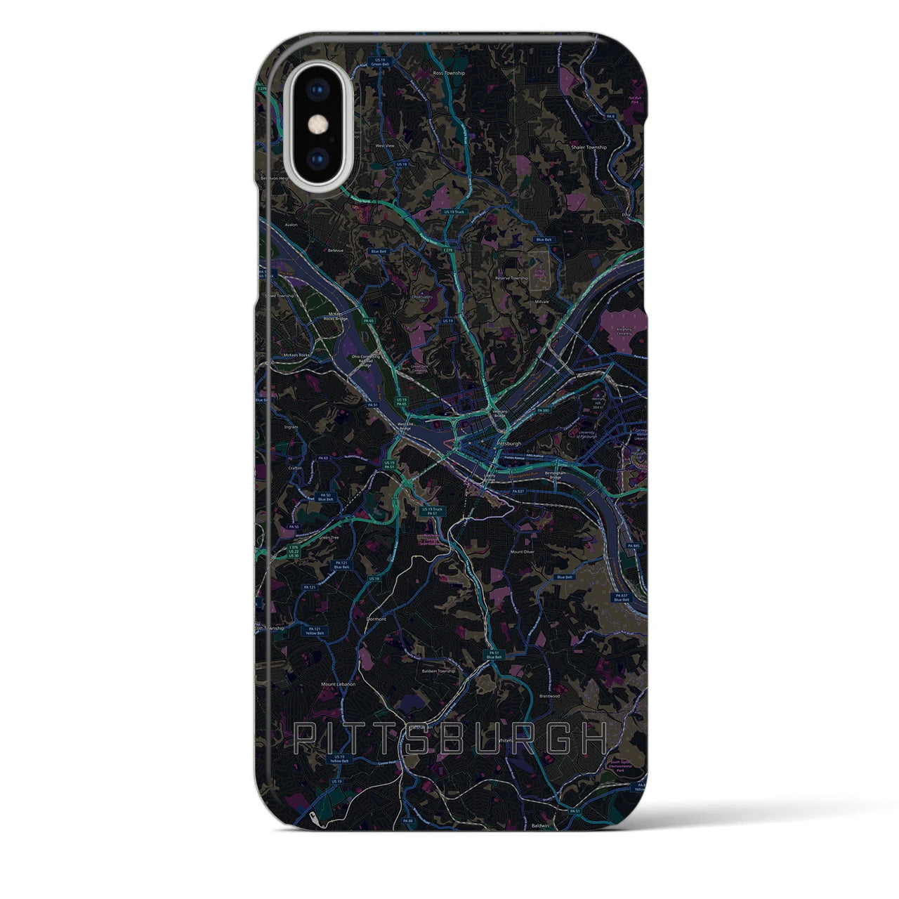 【ピッツバーグ(アメリカ)】地図柄iPhoneケース(バックカバータイプ)