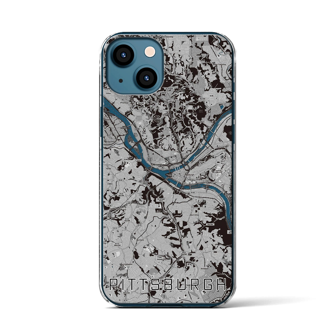 【ピッツバーグ(アメリカ)】地図柄iPhoneケース(クリアタイプ)
