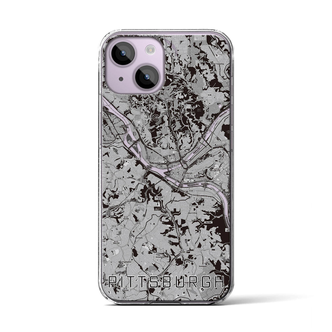 【ピッツバーグ(アメリカ)】地図柄iPhoneケース(クリアタイプ)