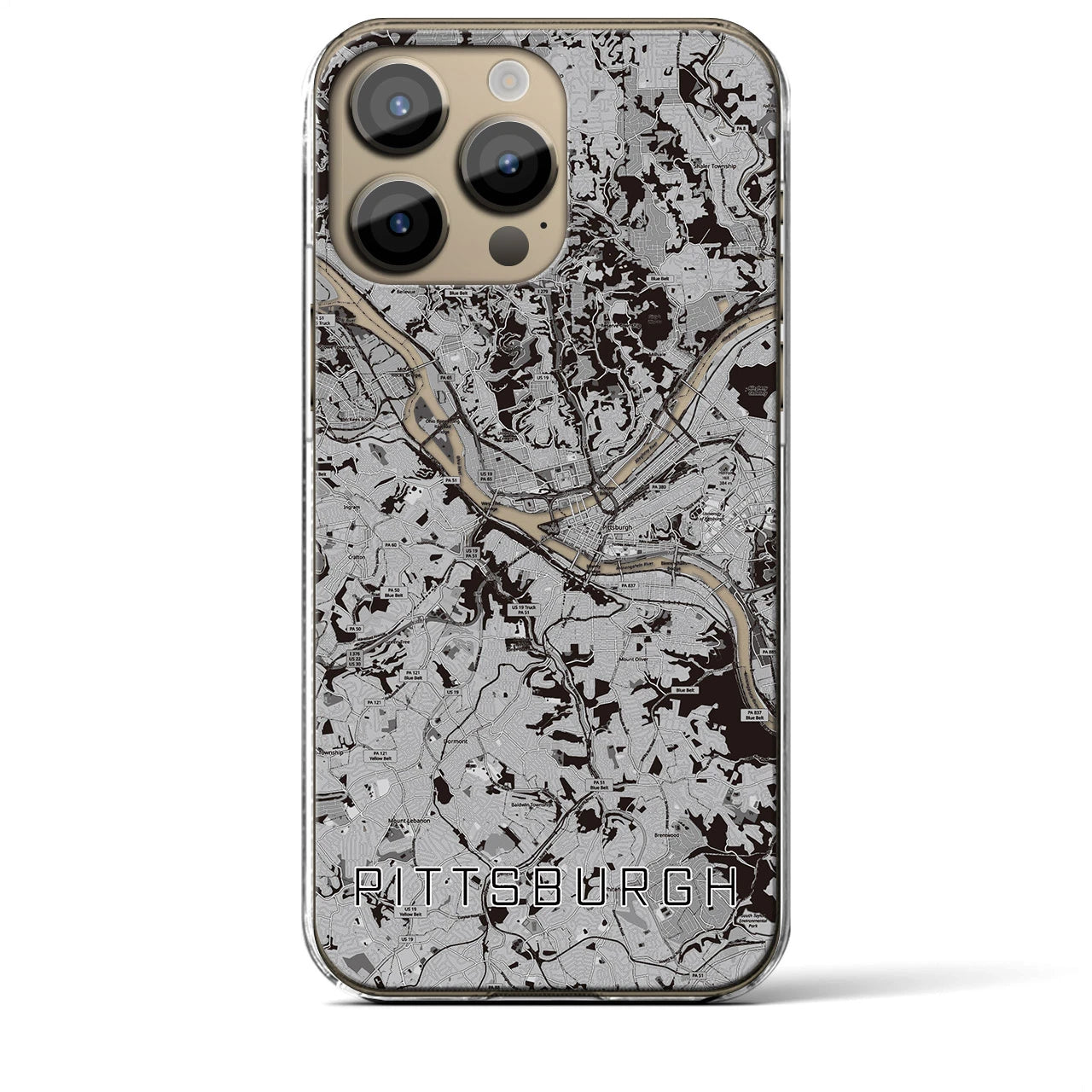 【ピッツバーグ(アメリカ)】地図柄iPhoneケース(クリアタイプ)