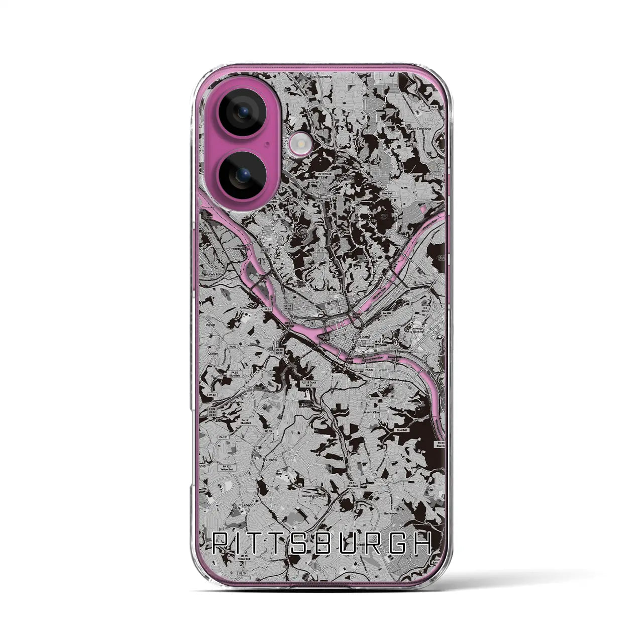 【ピッツバーグ(アメリカ)】地図柄iPhoneケース(クリアタイプ)