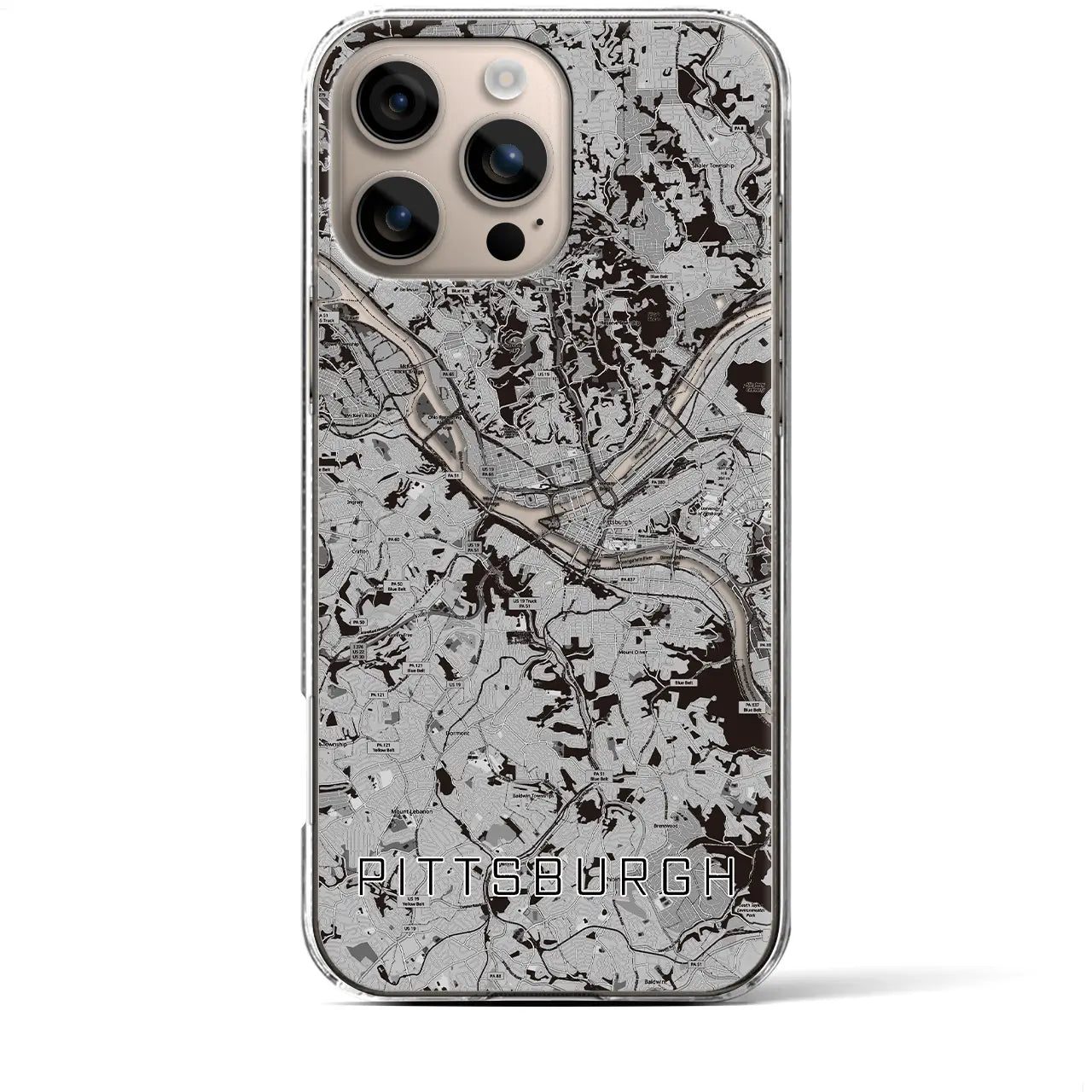 【ピッツバーグ(アメリカ)】地図柄iPhoneケース(クリアタイプ)