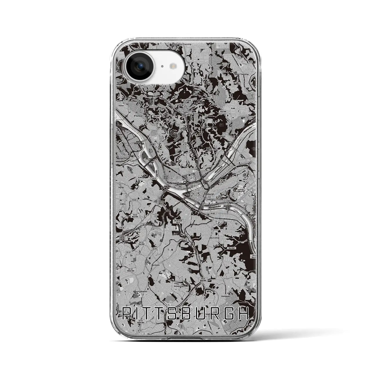 【ピッツバーグ(アメリカ)】地図柄iPhoneケース(クリアタイプ)