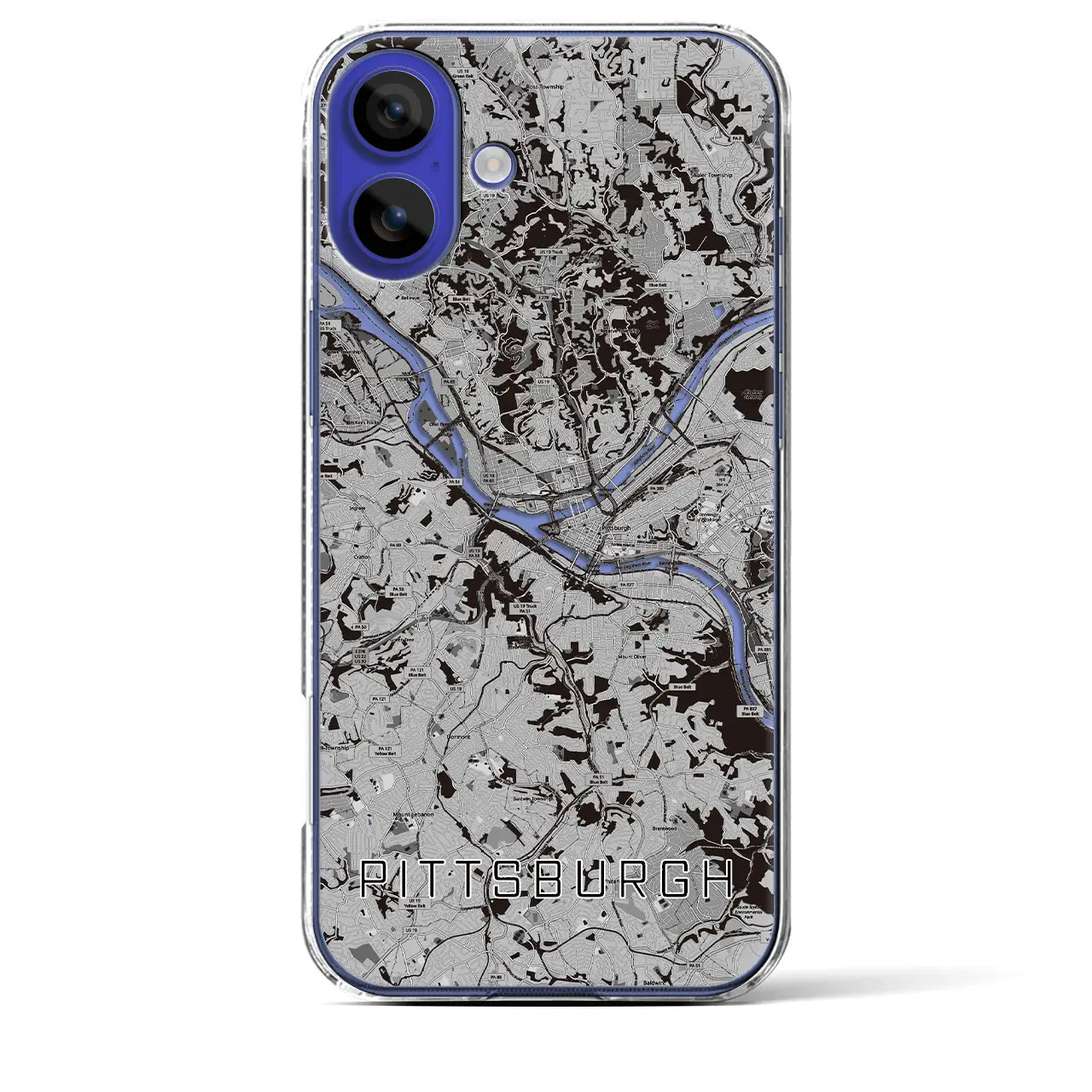 【ピッツバーグ(アメリカ)】地図柄iPhoneケース(クリアタイプ)