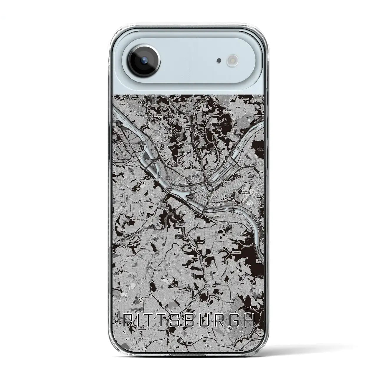【ピッツバーグ(アメリカ)】地図柄iPhoneケース(クリアタイプ)モノトーン・iPhone 17 Pro Max 用