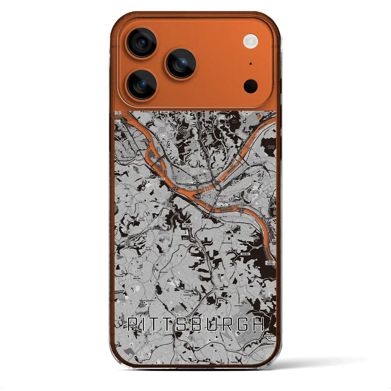 【ピッツバーグ(アメリカ)】地図柄iPhoneケース(クリアタイプ)