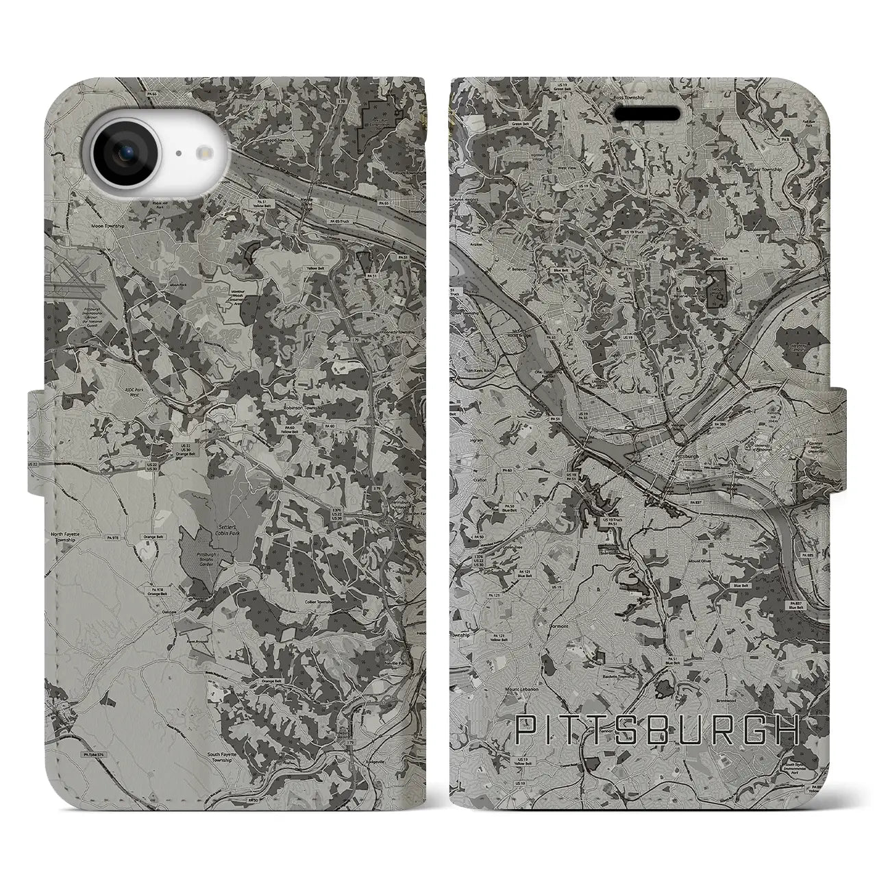 【ピッツバーグ(アメリカ)】地図柄iPhoneケース(手帳タイプ)