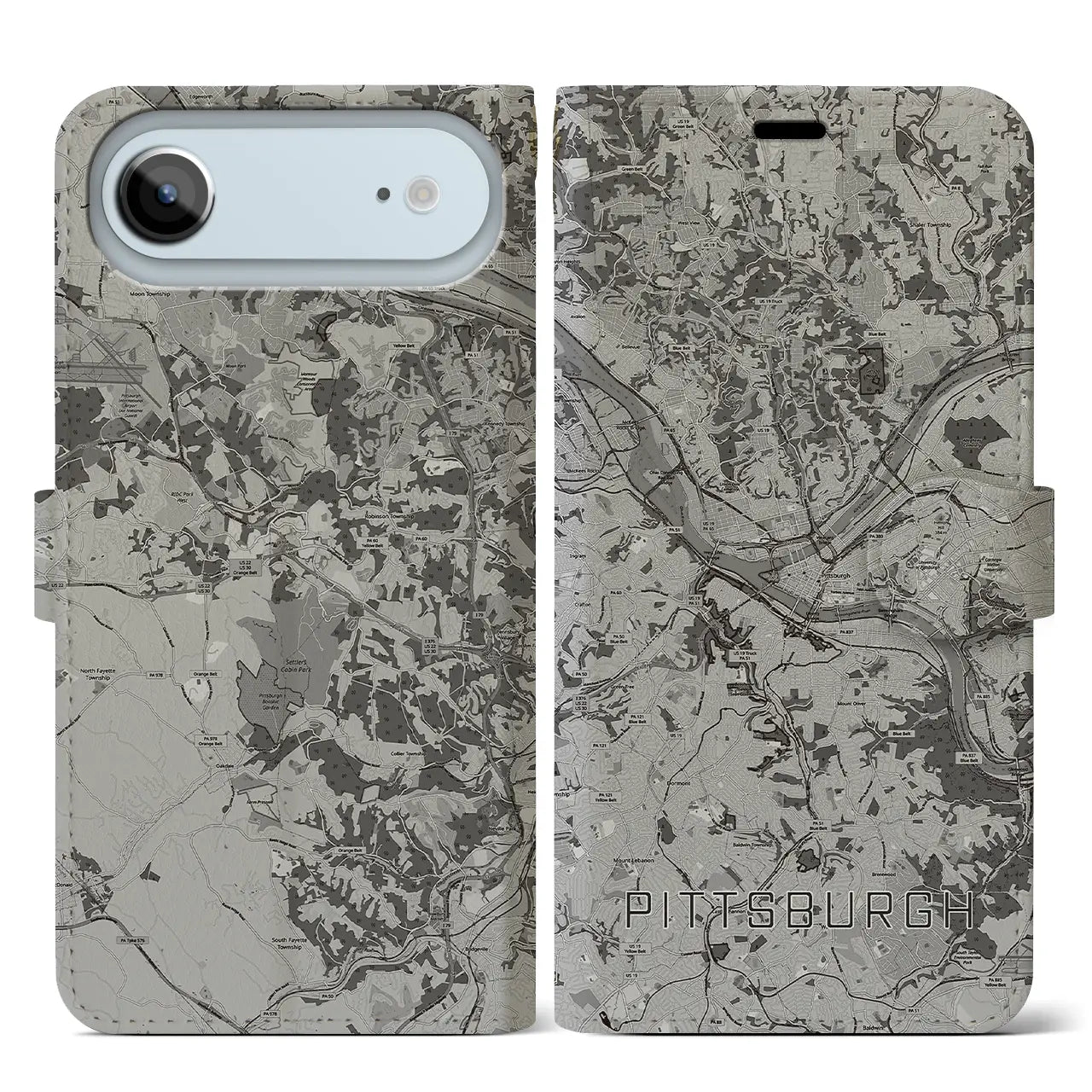 【ピッツバーグ(アメリカ)】地図柄iPhoneケース(手帳タイプ)