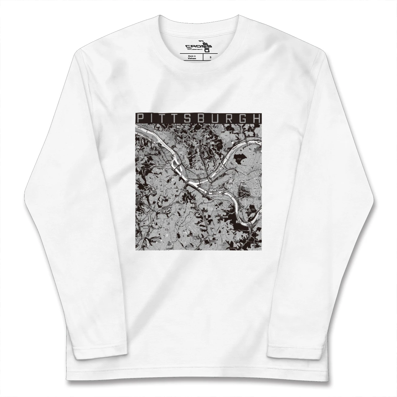 【ピッツバーグ(アメリカ)】地図柄ロングスリーブTシャツ
