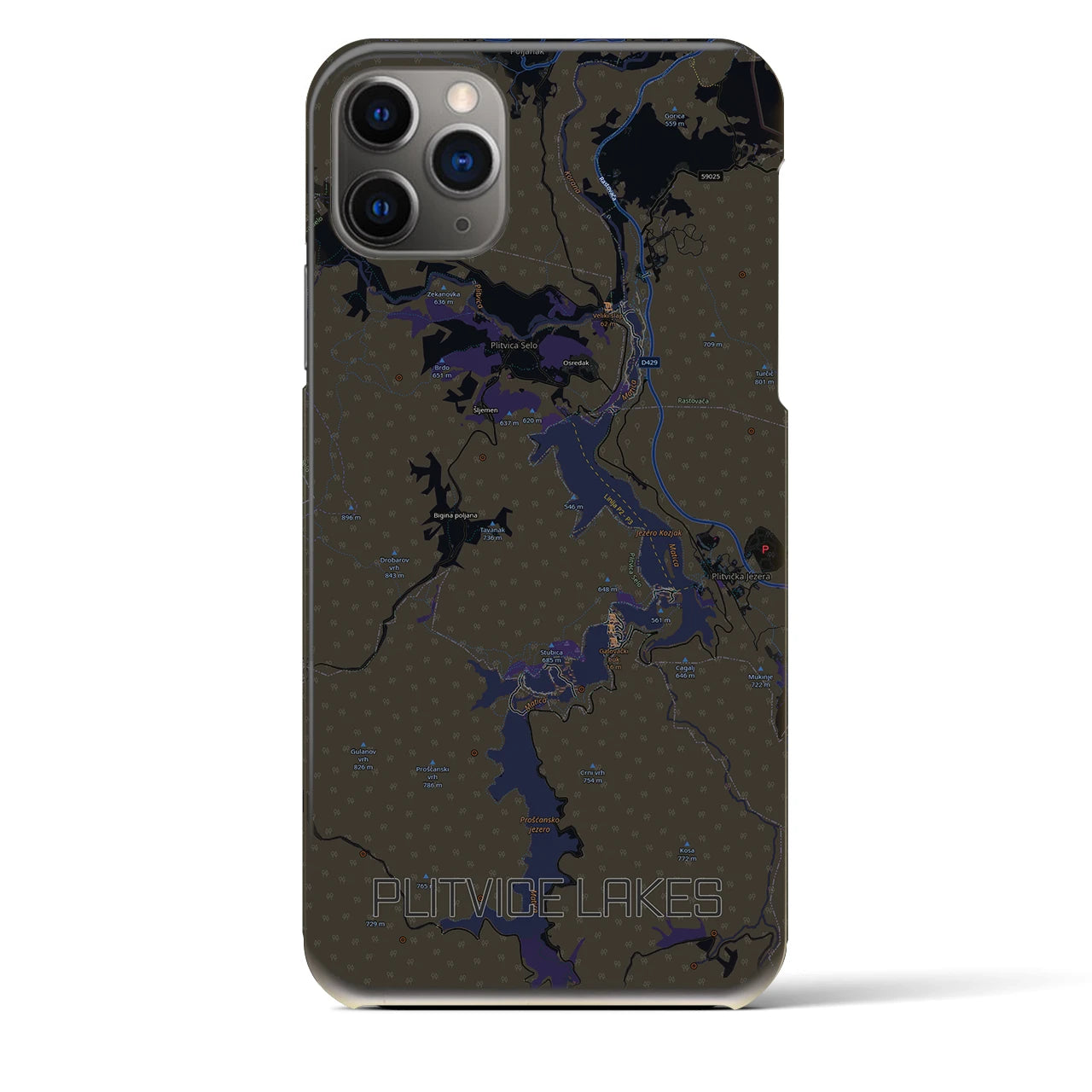 【プリトヴィツェ湖群(クロアチア)】地図柄iPhoneケース(バックカバータイプ)