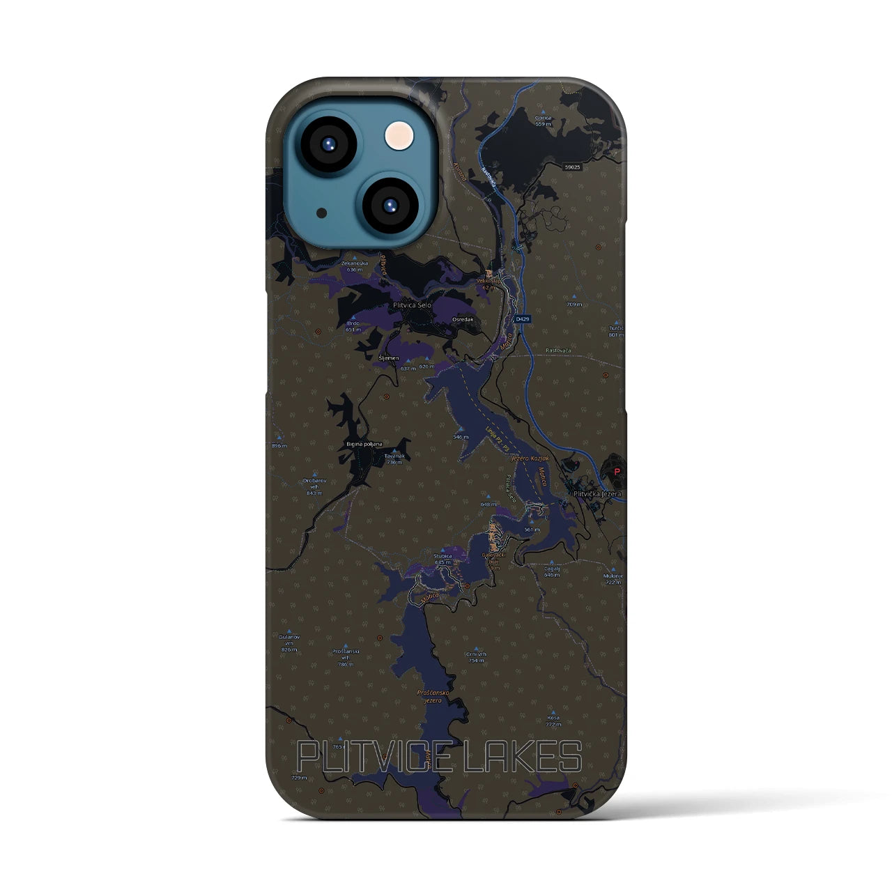 【プリトヴィツェ湖群(クロアチア)】地図柄iPhoneケース(バックカバータイプ)