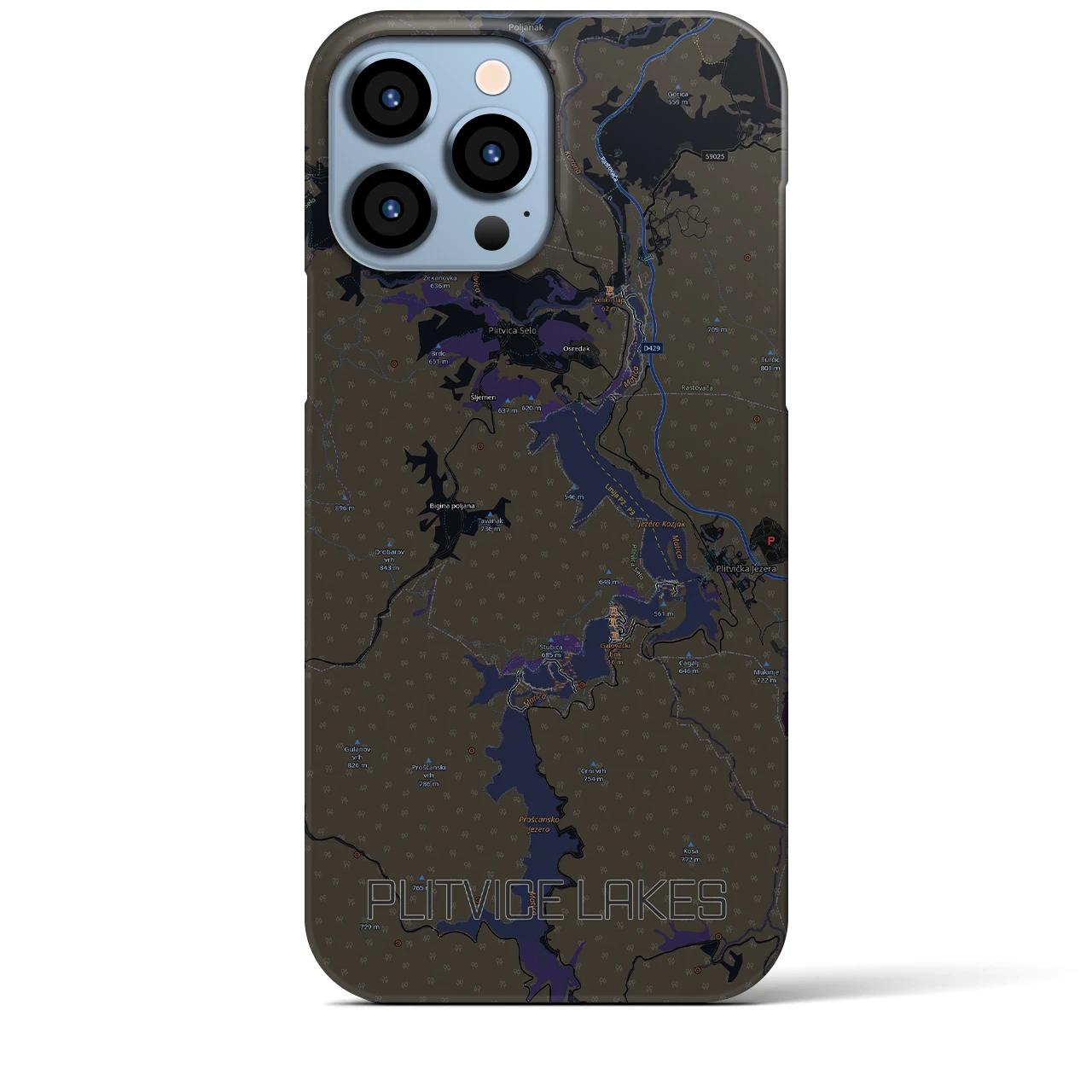 【プリトヴィツェ湖群(クロアチア)】地図柄iPhoneケース(バックカバータイプ)