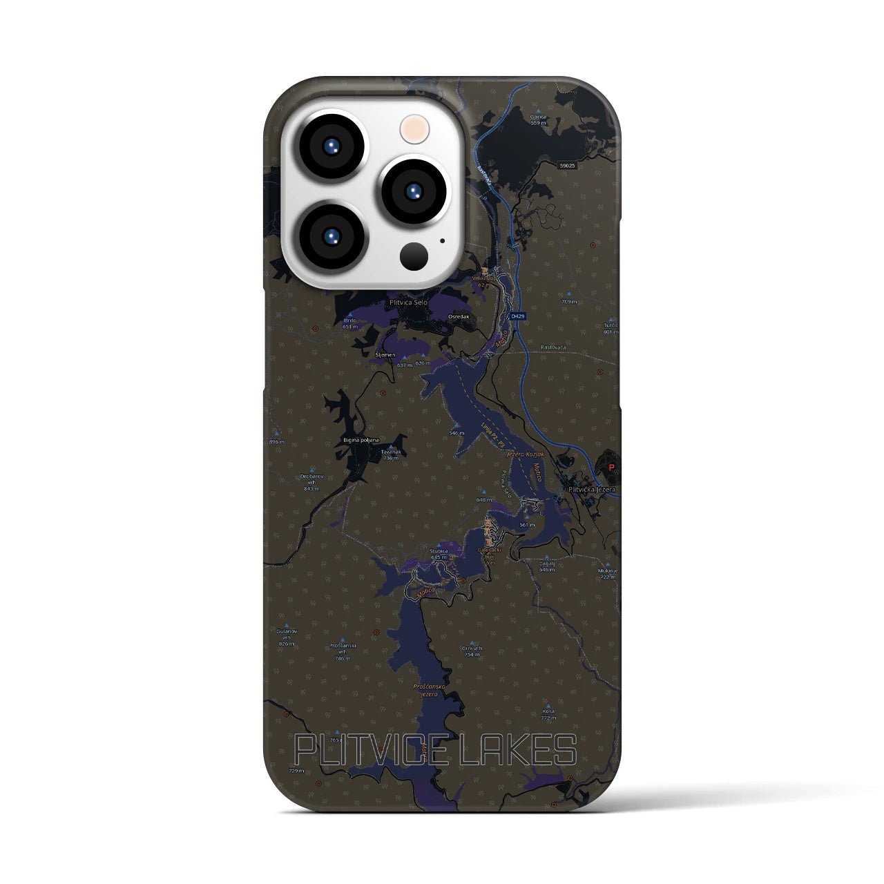 【プリトヴィツェ湖群(クロアチア)】地図柄iPhoneケース(バックカバータイプ)