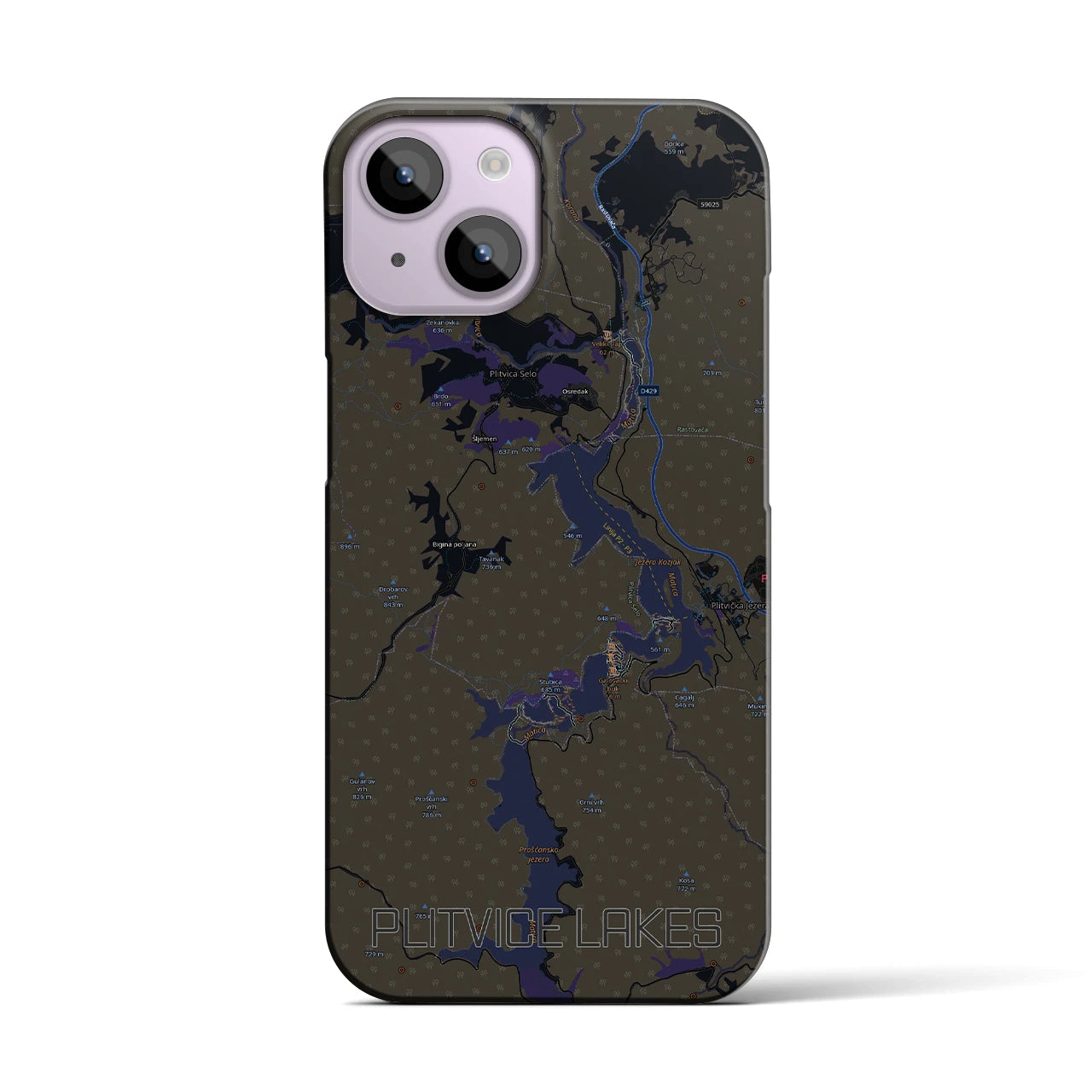 【プリトヴィツェ湖群(クロアチア)】地図柄iPhoneケース(バックカバータイプ)