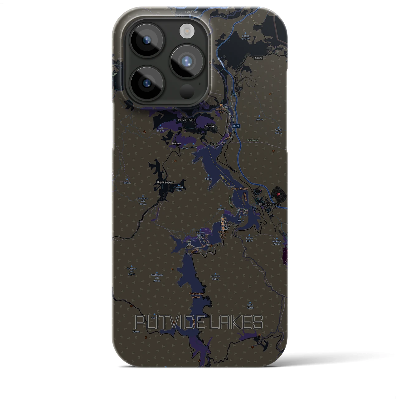 【プリトヴィツェ湖群(クロアチア)】地図柄iPhoneケース(バックカバータイプ)