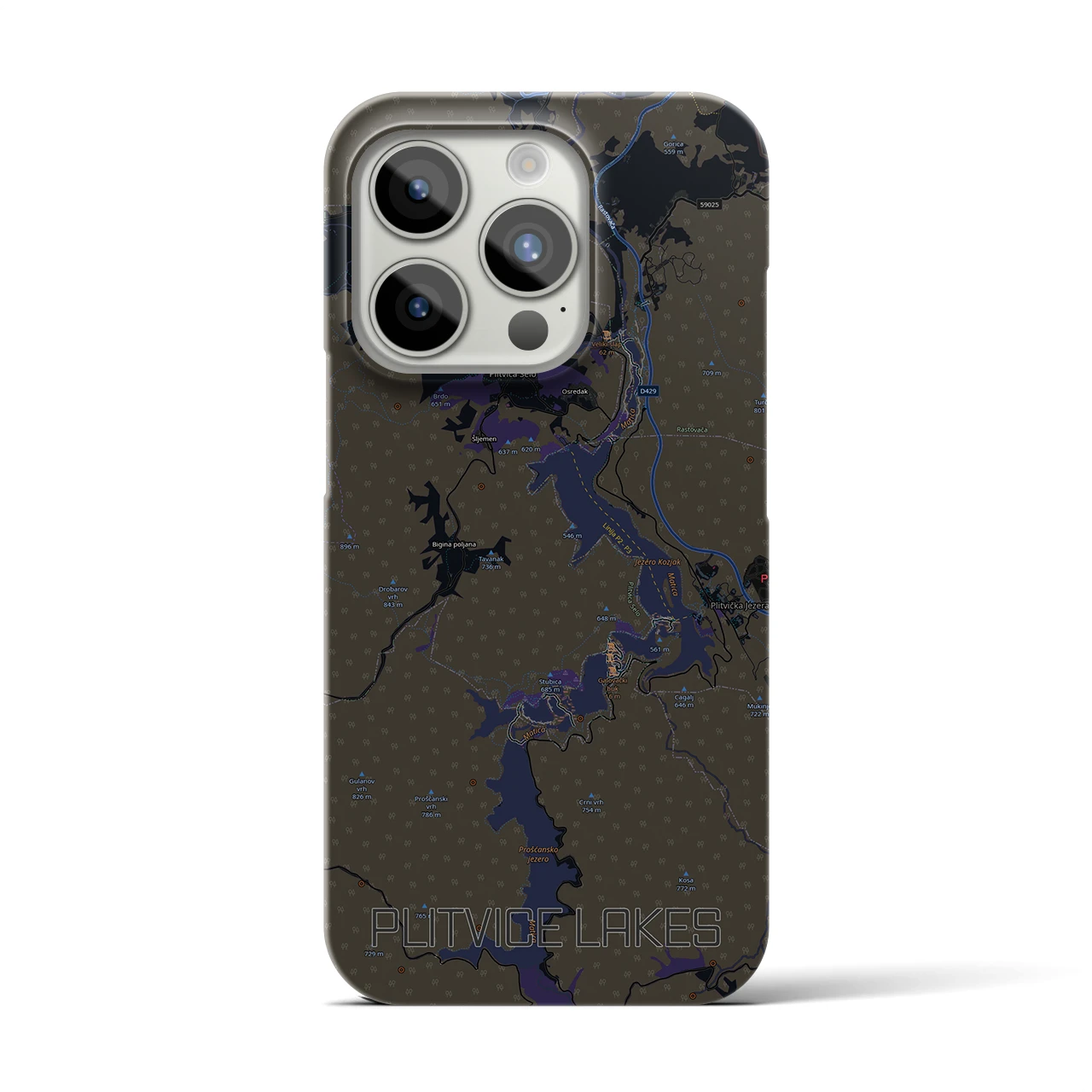 【プリトヴィツェ湖群(クロアチア)】地図柄iPhoneケース(バックカバータイプ)