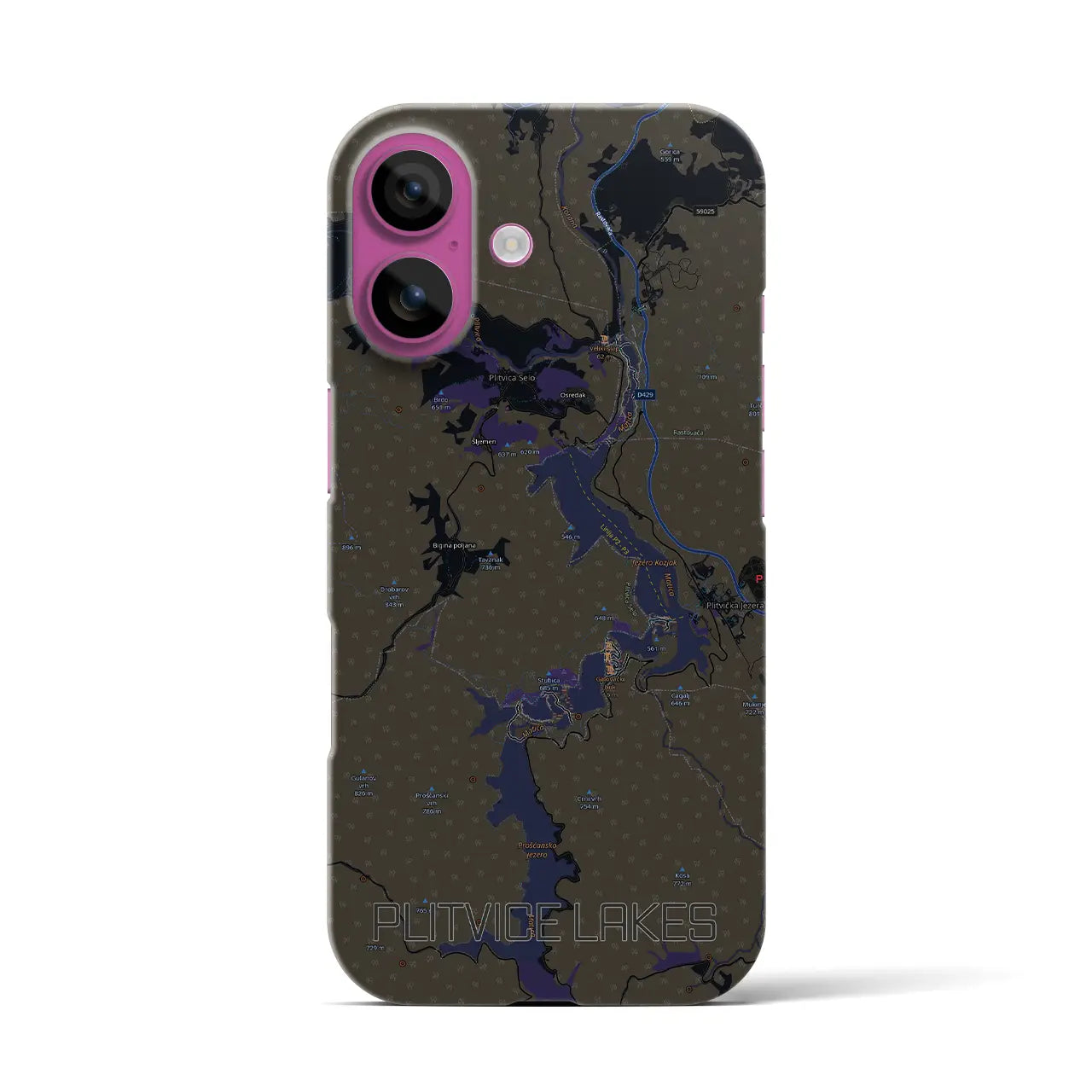 【プリトヴィツェ湖群(クロアチア)】地図柄iPhoneケース(バックカバータイプ)