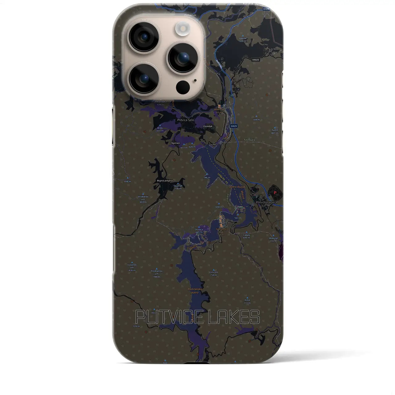 【プリトヴィツェ湖群(クロアチア)】地図柄iPhoneケース(バックカバータイプ)