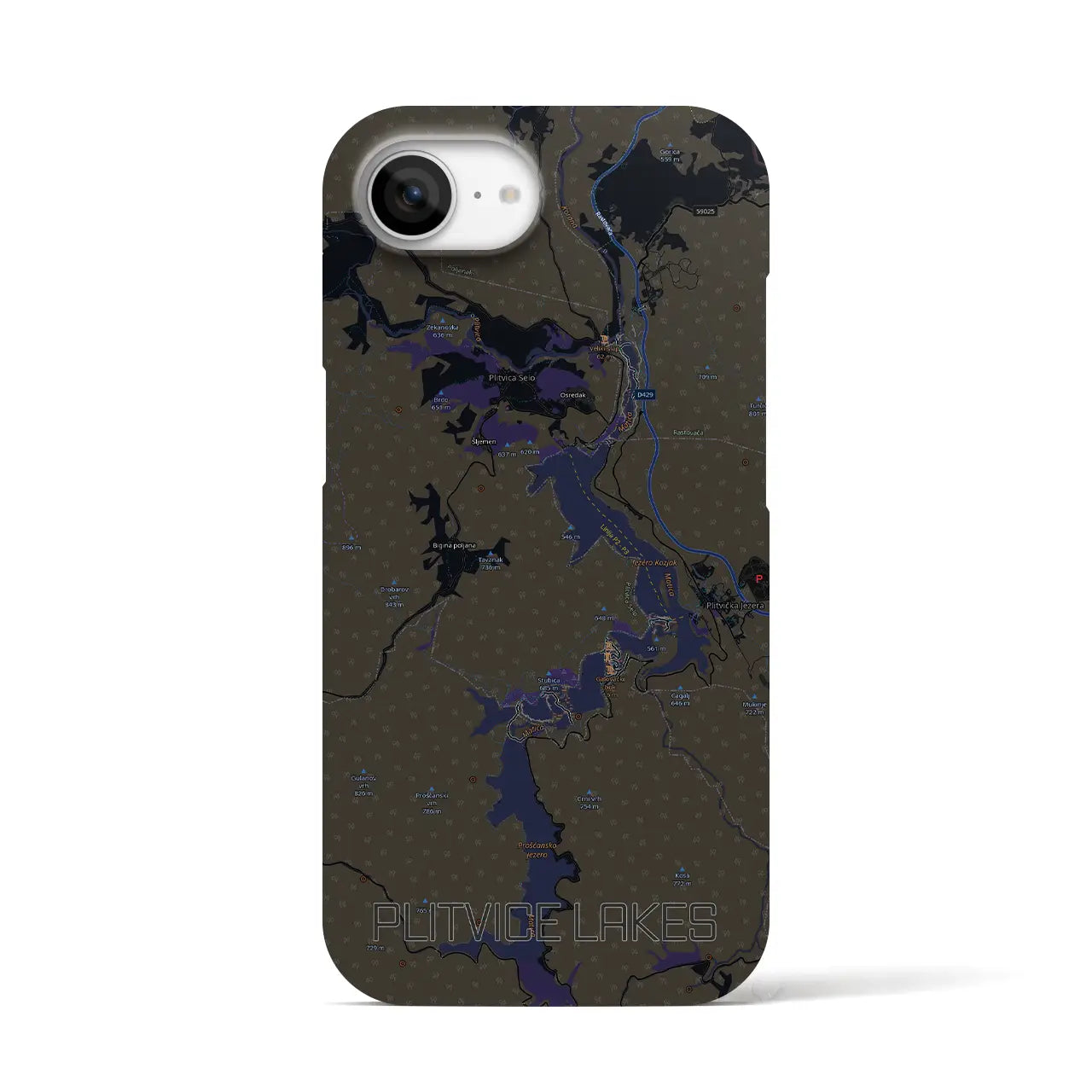 【プリトヴィツェ湖群(クロアチア)】地図柄iPhoneケース(バックカバータイプ)