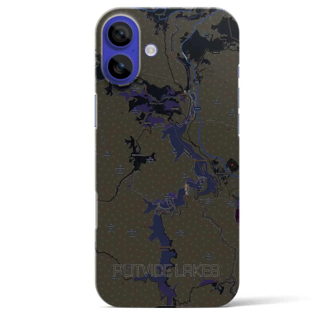 【プリトヴィツェ湖群(クロアチア)】地図柄iPhoneケース(バックカバータイプ)