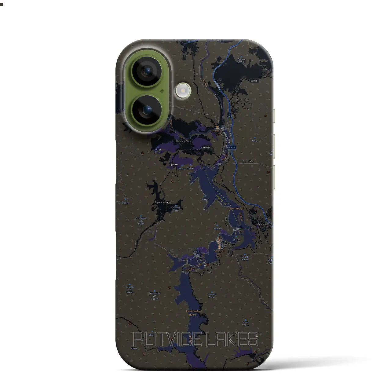 【プリトヴィツェ湖群(クロアチア)】地図柄iPhoneケース(バックカバータイプ)