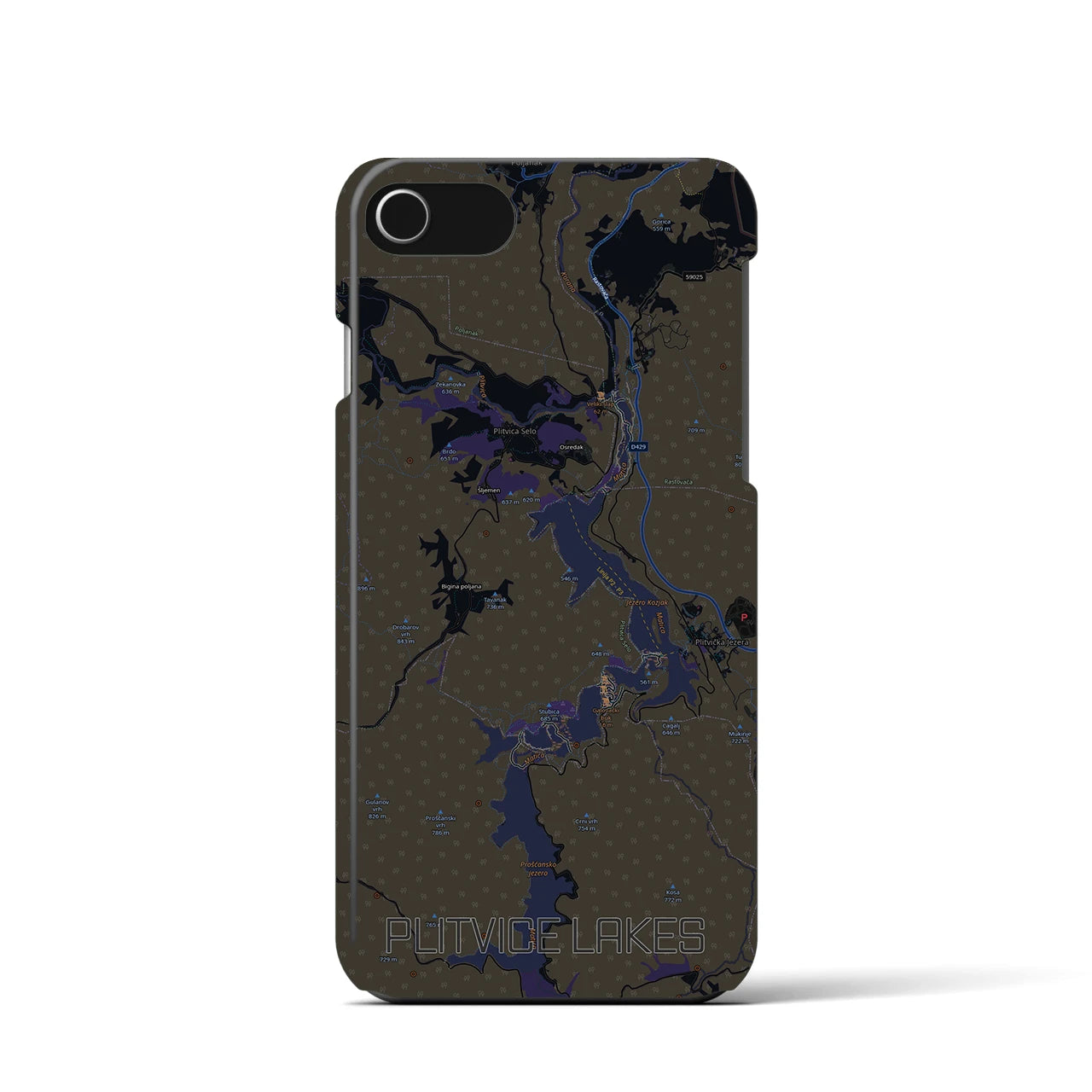 【プリトヴィツェ湖群(クロアチア)】地図柄iPhoneケース(バックカバータイプ)