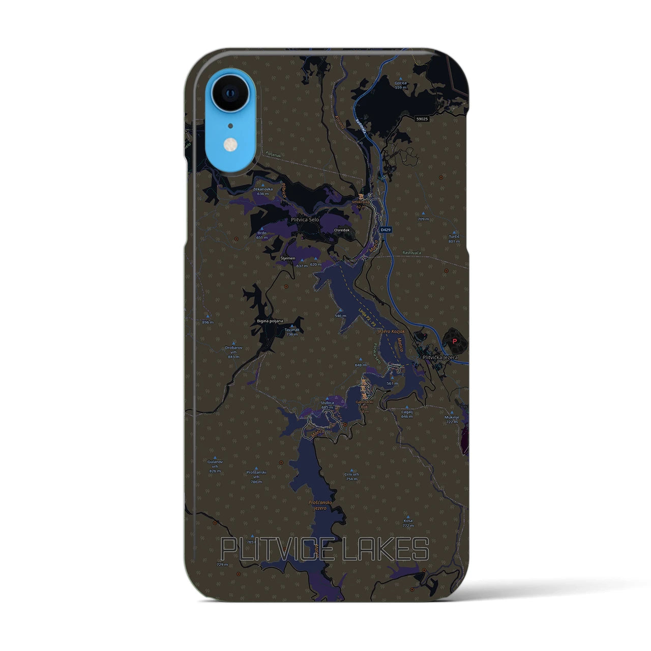 【プリトヴィツェ湖群(クロアチア)】地図柄iPhoneケース(バックカバータイプ)