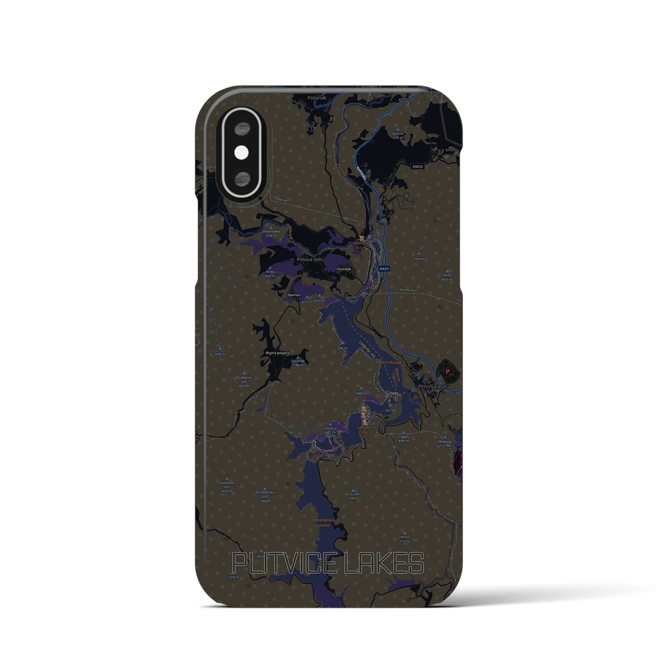 【プリトヴィツェ湖群(クロアチア)】地図柄iPhoneケース(バックカバータイプ)