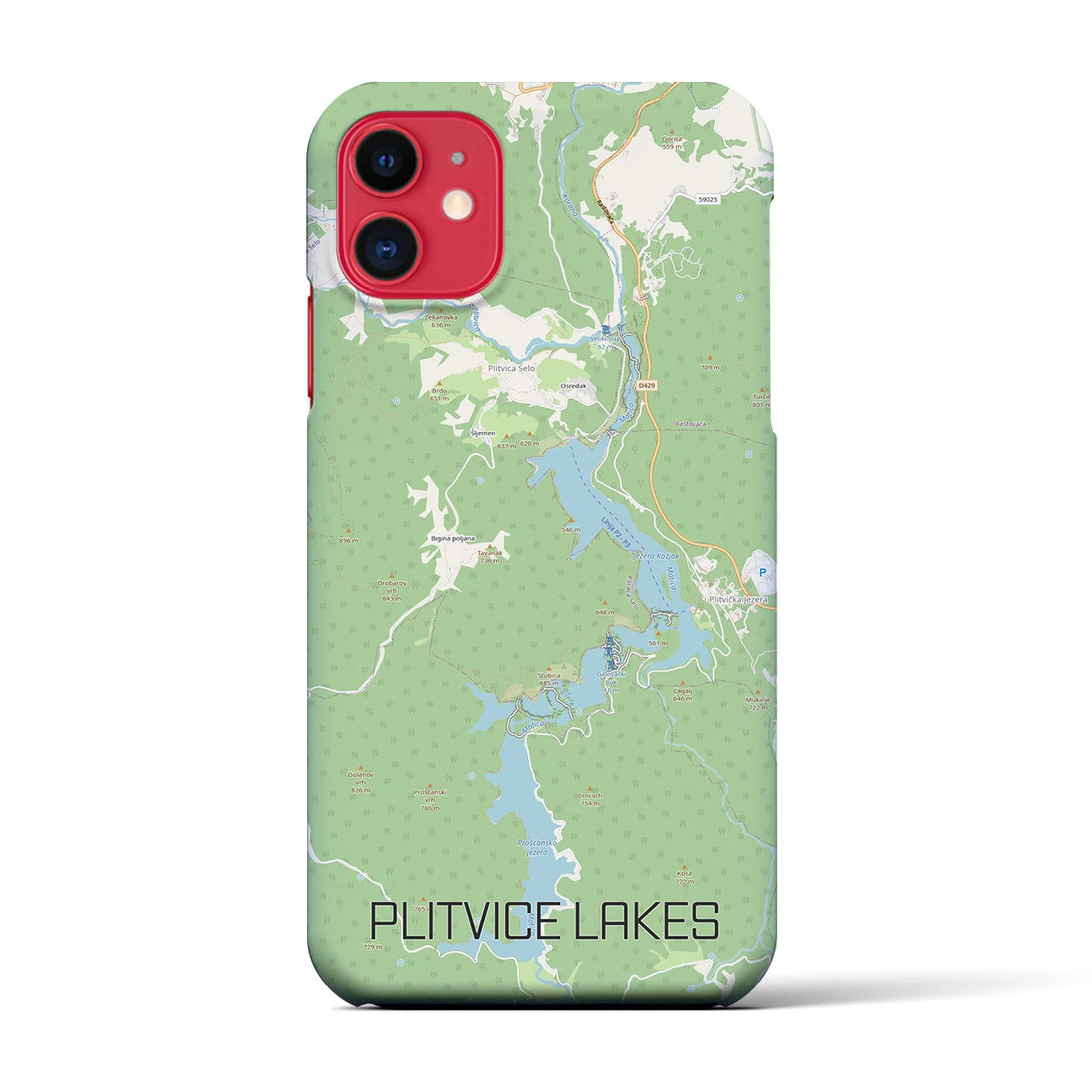 【プリトヴィツェ湖群(クロアチア)】地図柄iPhoneケース(バックカバータイプ)