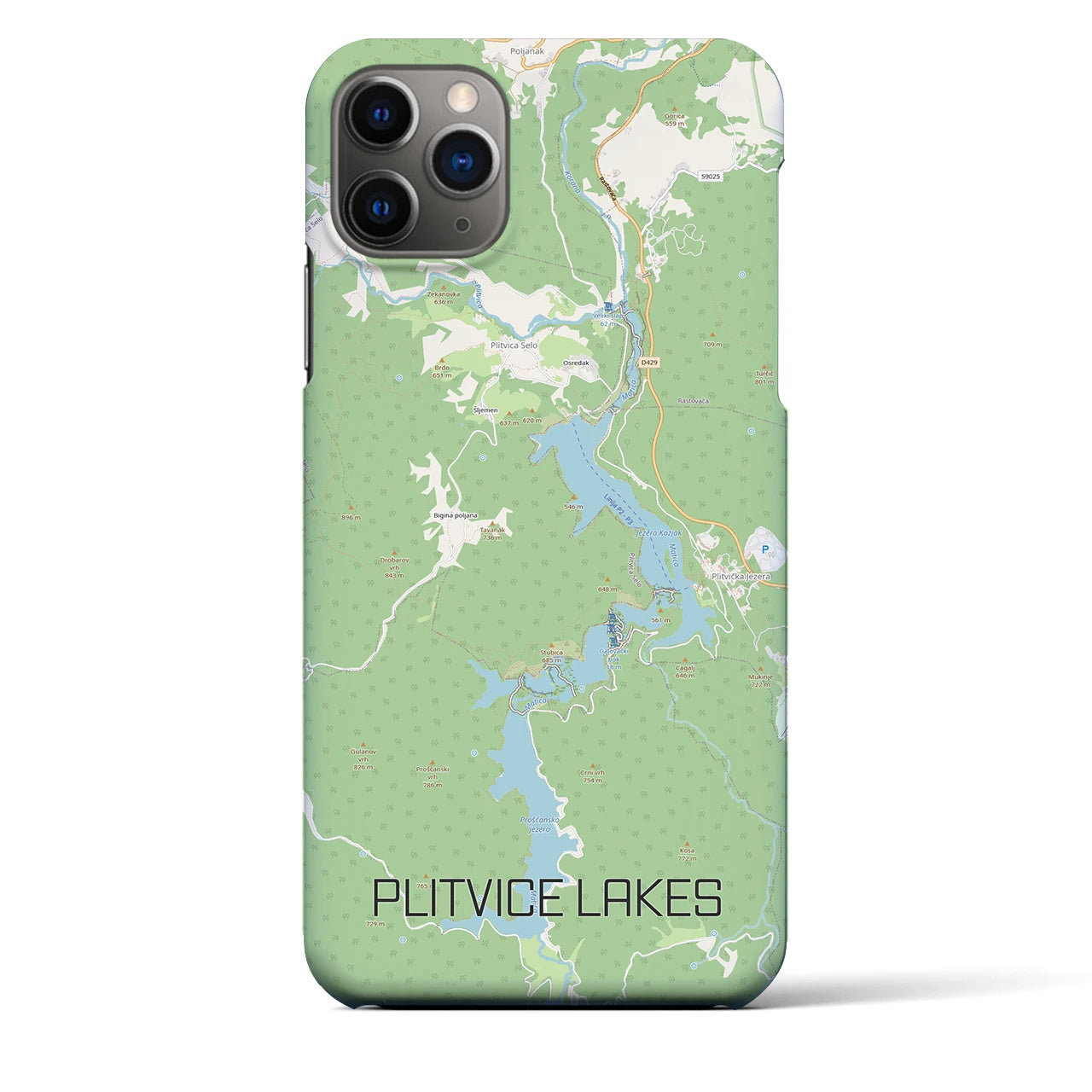 【プリトヴィツェ湖群(クロアチア)】地図柄iPhoneケース(バックカバータイプ)