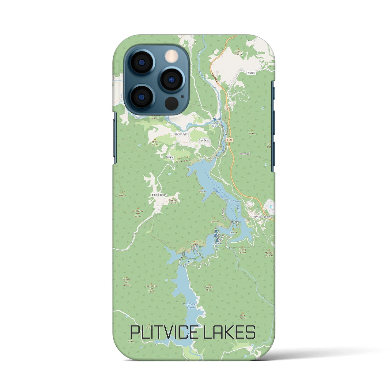 【プリトヴィツェ湖群(クロアチア)】地図柄iPhoneケース(バックカバータイプ)